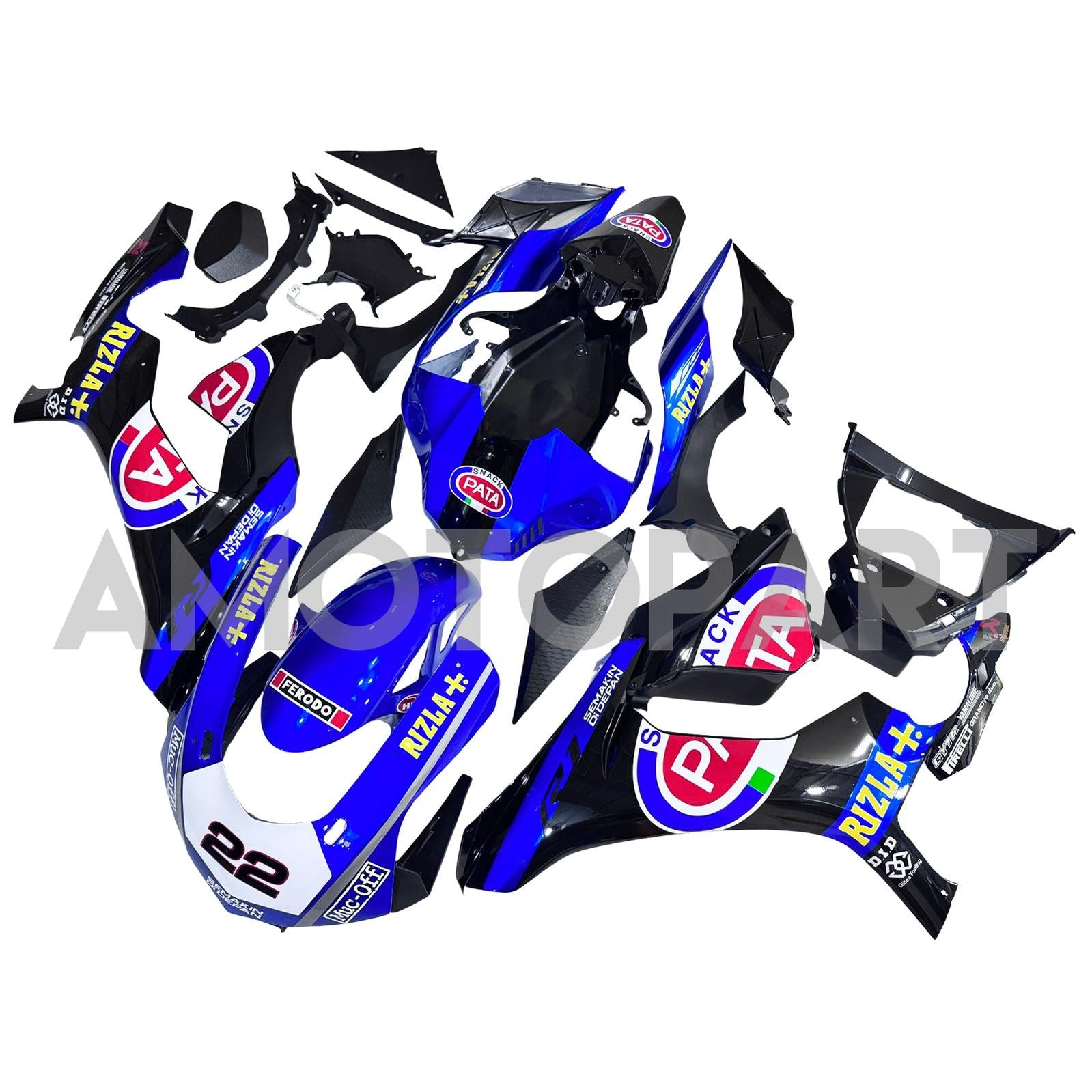 Amotopart Yamaha 2015-2019 YZF 1000 R1 Blue & Black Style 5 Failing Kit