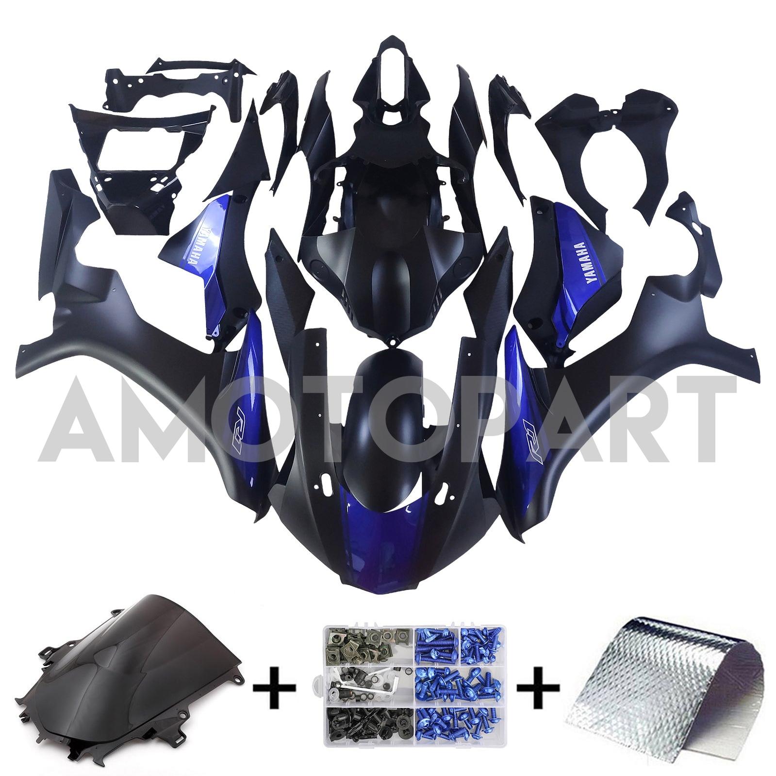 Amotopart Yamaha YZF 1000 R1 2015-2019 Matte Blue&Black Style12 Fairing Kit