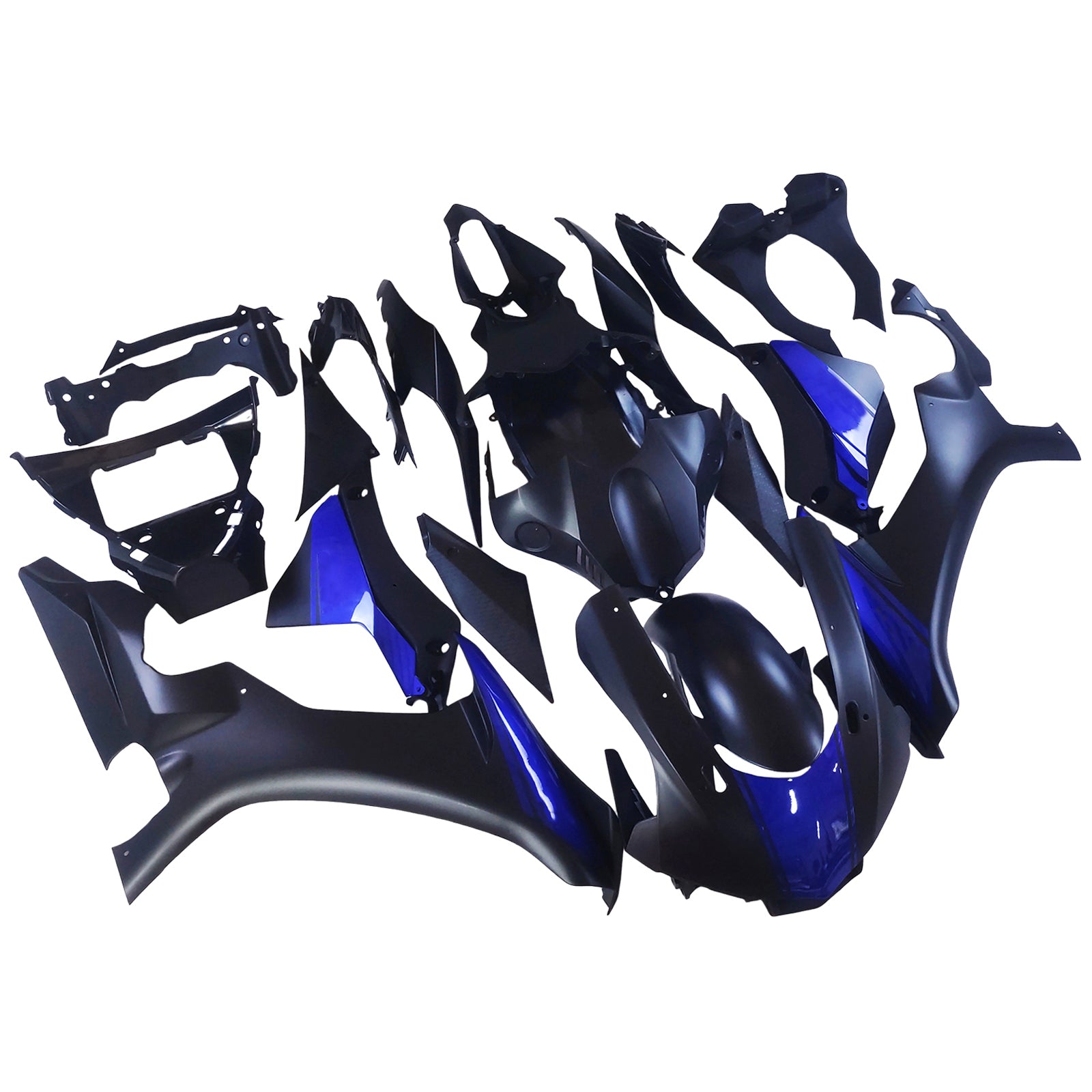 Amotopart Yamaha YZF 1000 R1 2015-2019 Bleu Mat&Kit de carénage noir Style12