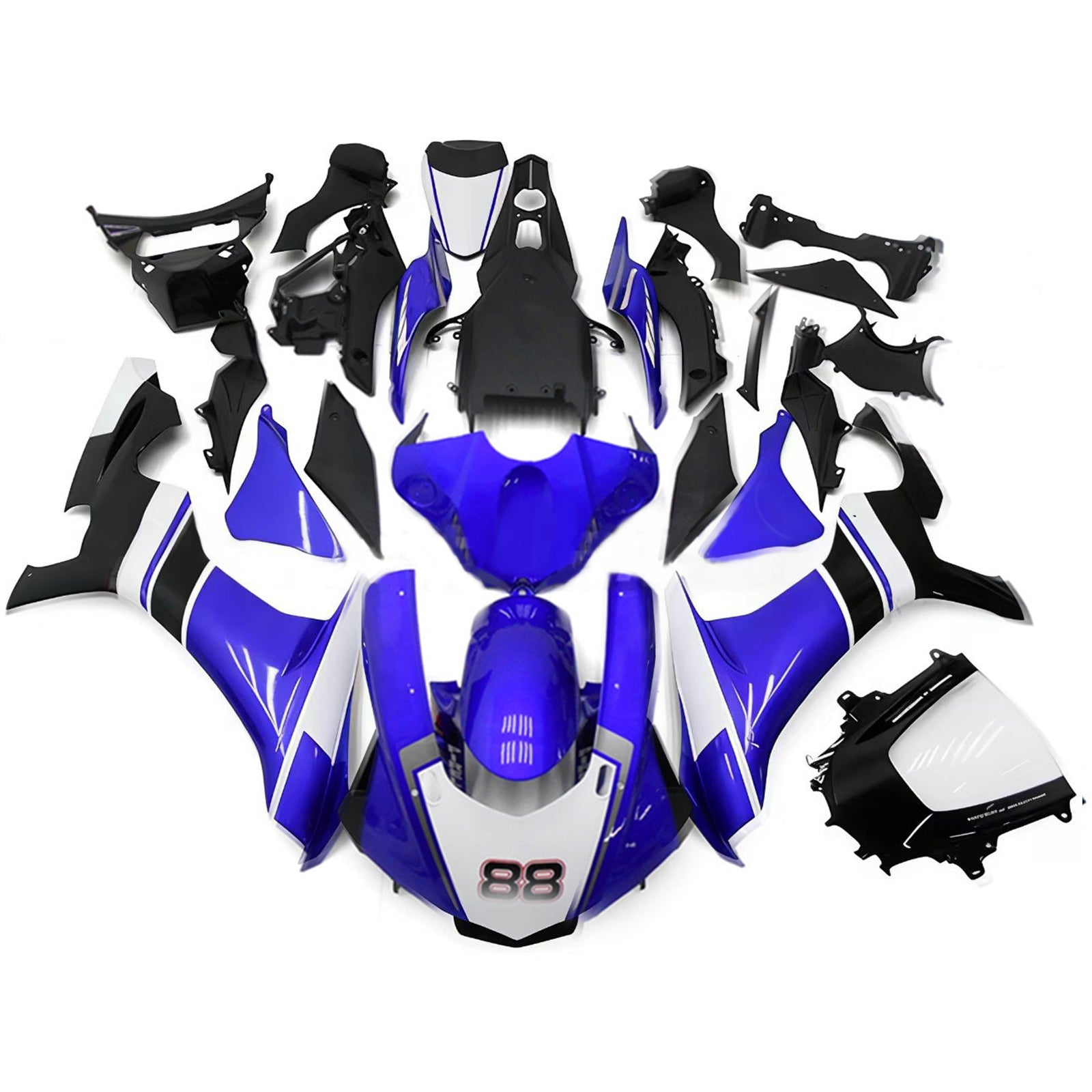 Amotopart Yamaha YZF 1000 R1 2015-2019 Blau&Wweiße Verkleidung mit Logo-Kit