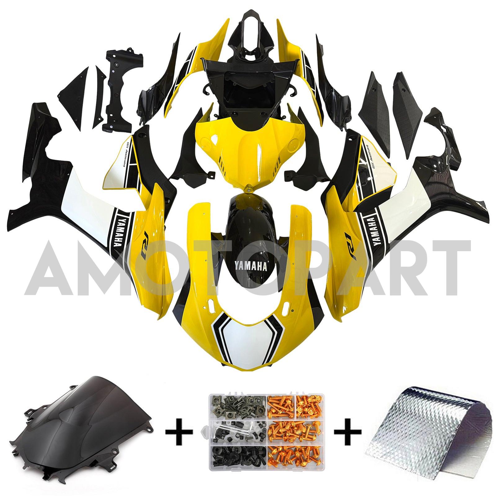 Amotopart Yamaha YZF 1000 R1 2015-2019 Yellow&White Fairing Kit