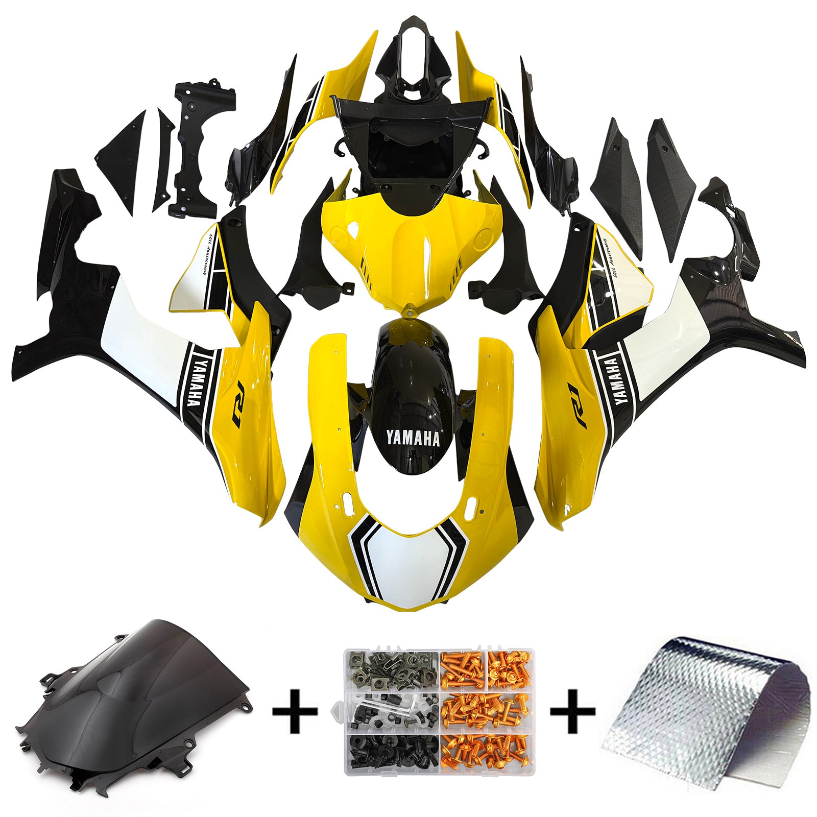 AMOTOPART YAMAHA YZF 1000 R1 2015-2019 Yellow & White Fairing Kit