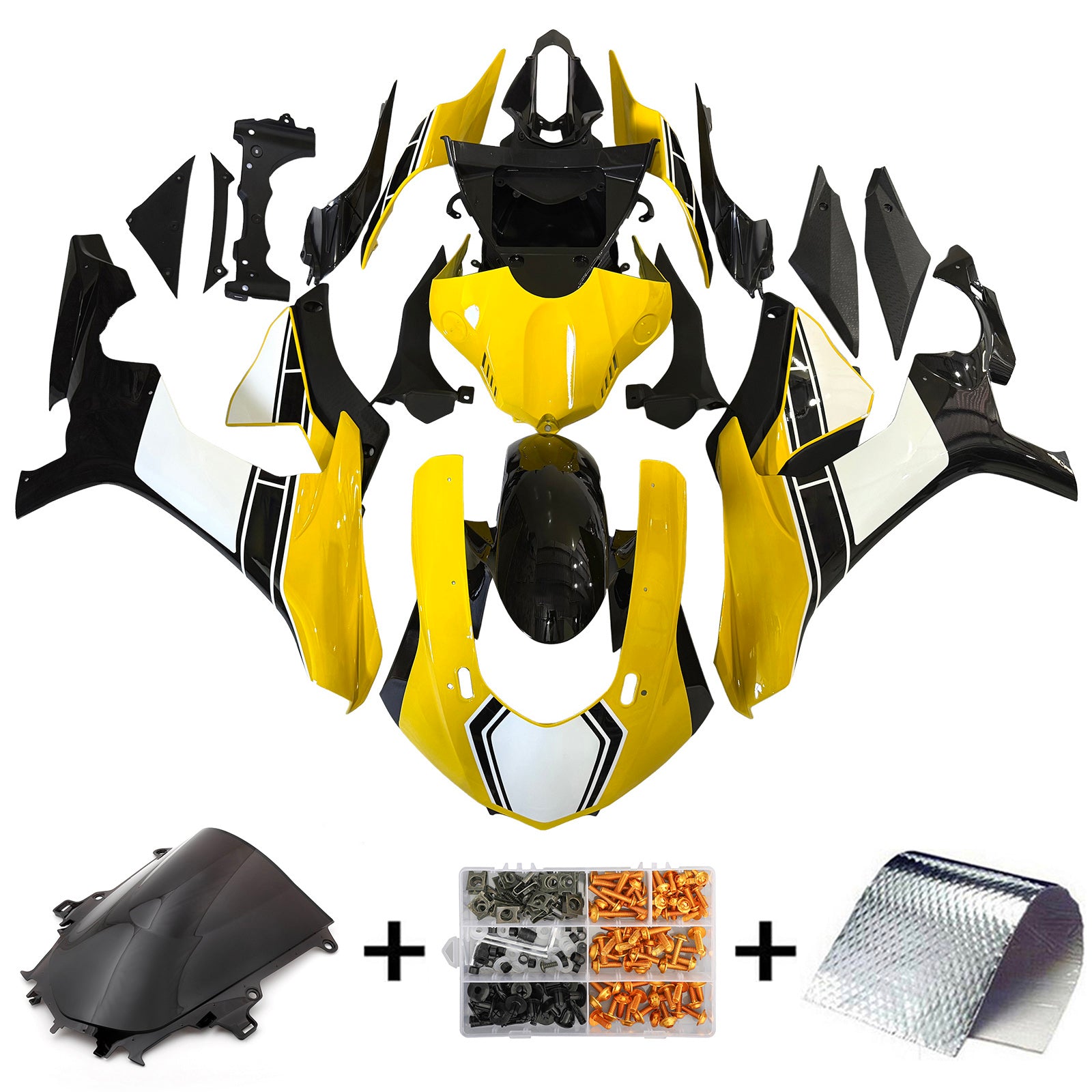 Amotopart Yamaha YZF 1000 R1 2015-2019 Gelb&Weißes Verkleidungsset