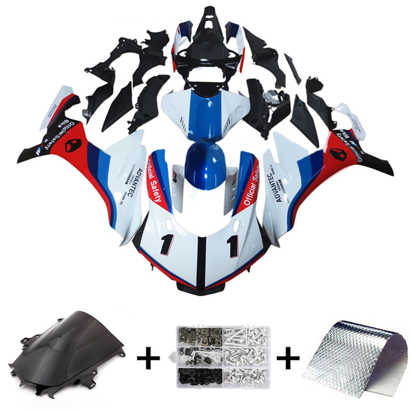 Amotopart Yamaha YZF 1000 R1 2015-2019 Red&Blue Fairing Kit