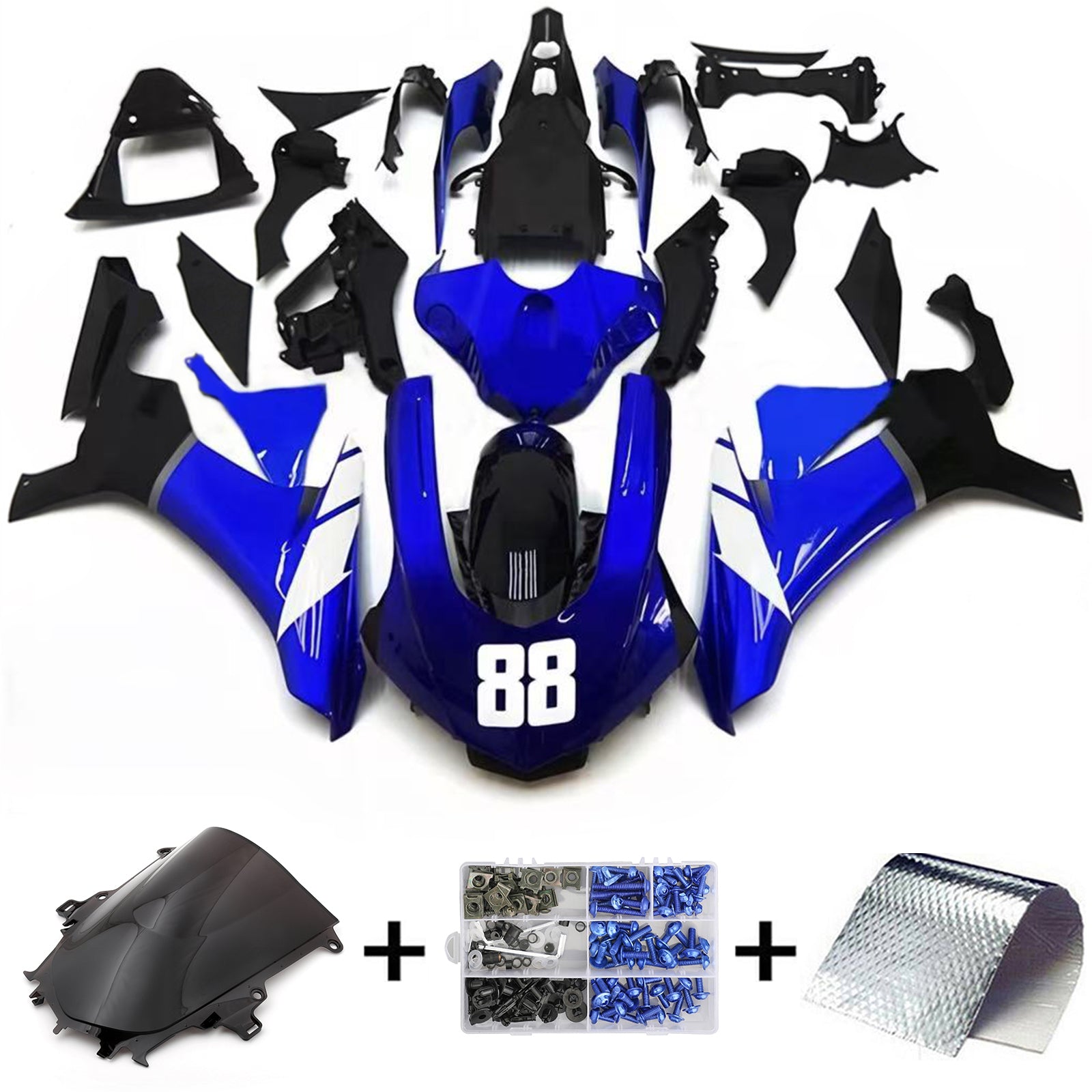 Amotopart Kit carena Yamaha YZF 1000 R1 2015-2019 Blu scuro lucido