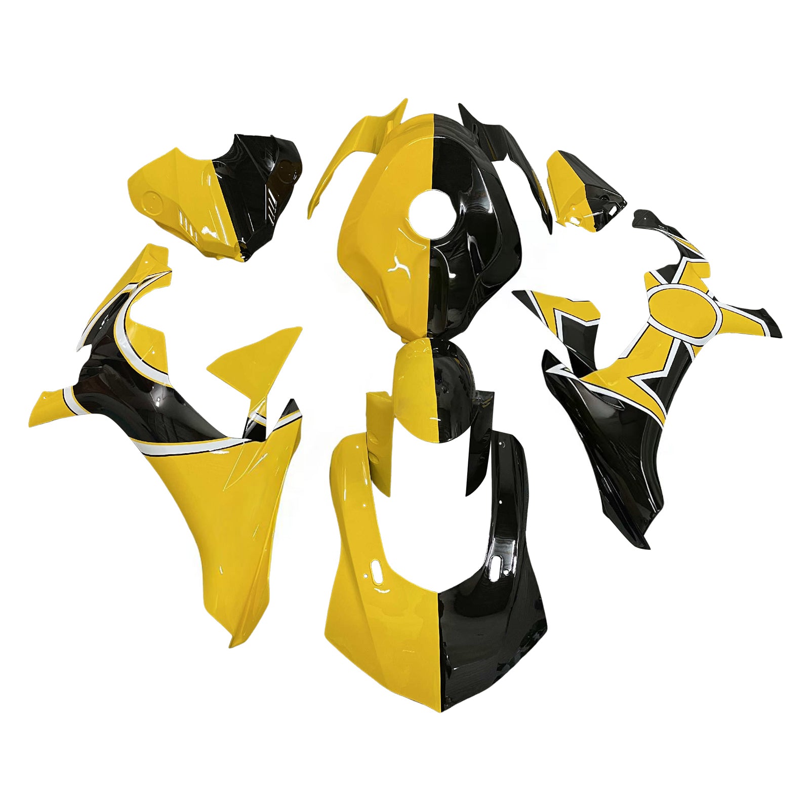 Amotopart 2015-2019 Yamaha  YZF-R1 Yellow & Black Fairing Kit