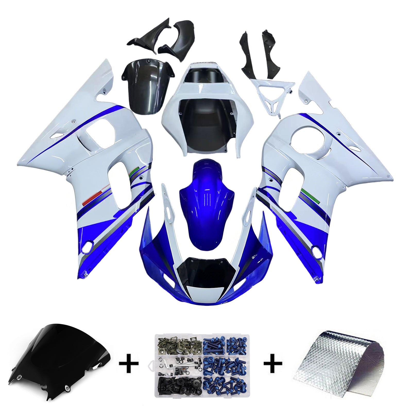 Amotopart 1998-2002 ヤマハ YZF 600 R6 ブルー ホワイト フェアリング
