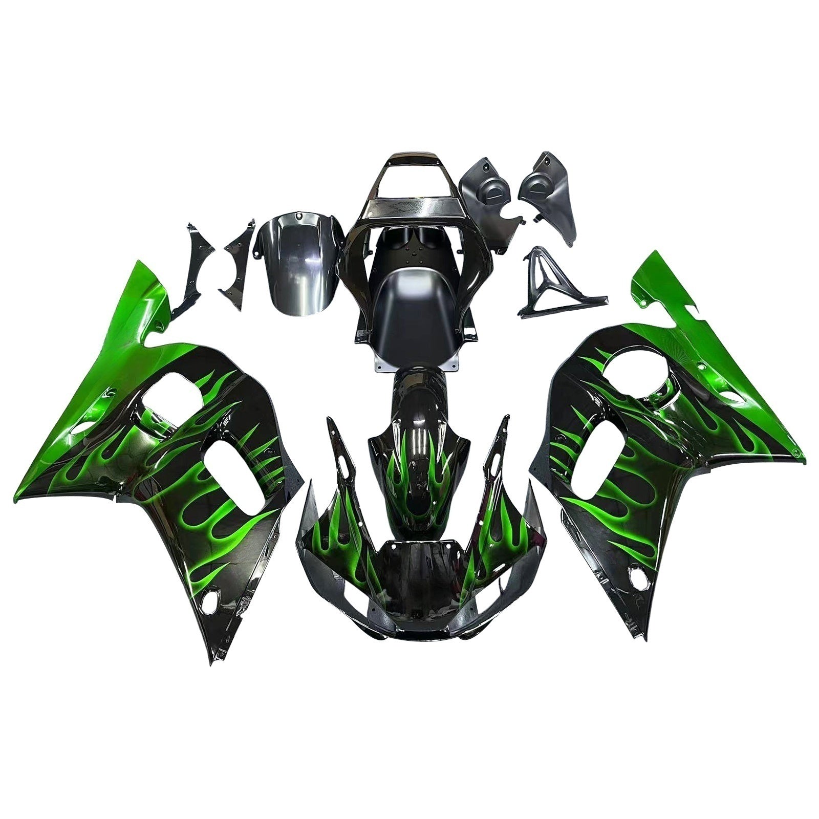 Amotopart 1998-2002 Yamaha YZF 600 R6 Black Green Fairing Kit