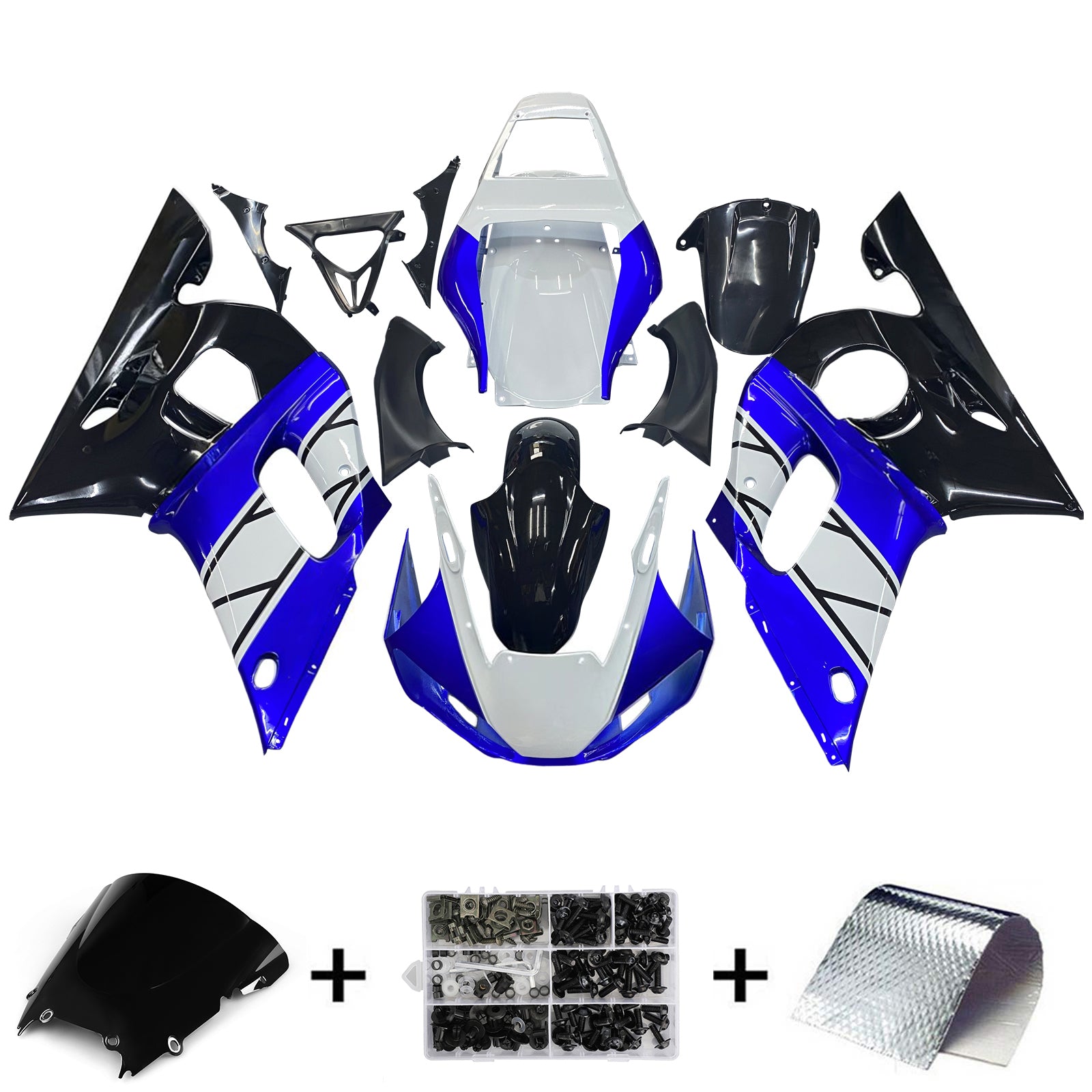 Amotopart 1998-2002 Yamaha YZF 600 R6 White Black Blue Fairing Kit
