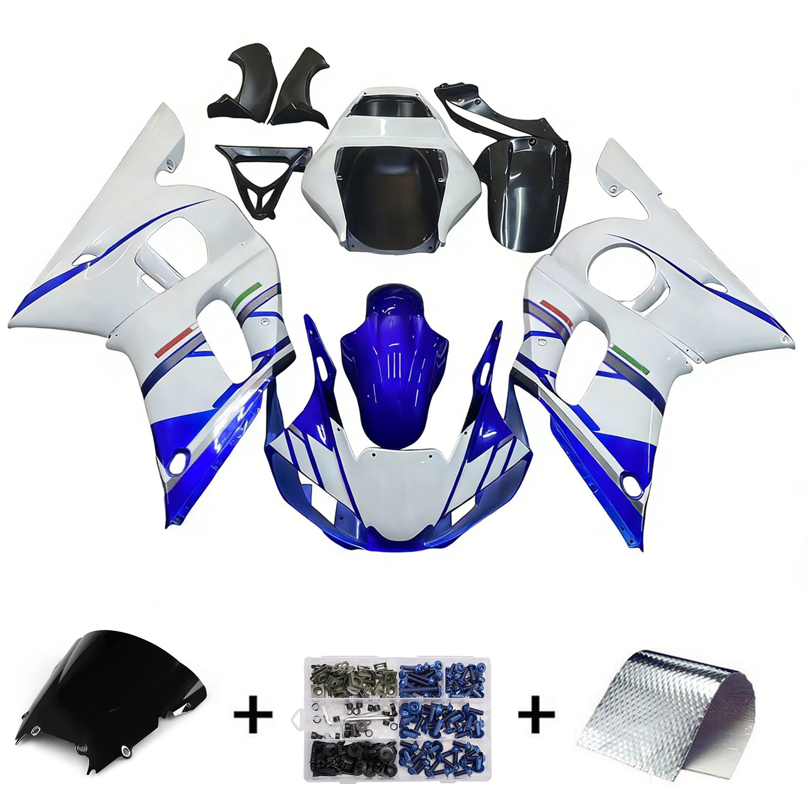 Amotopart Yamaha YZF 600 R6 1998-2002 Blue&White Fairing Kit