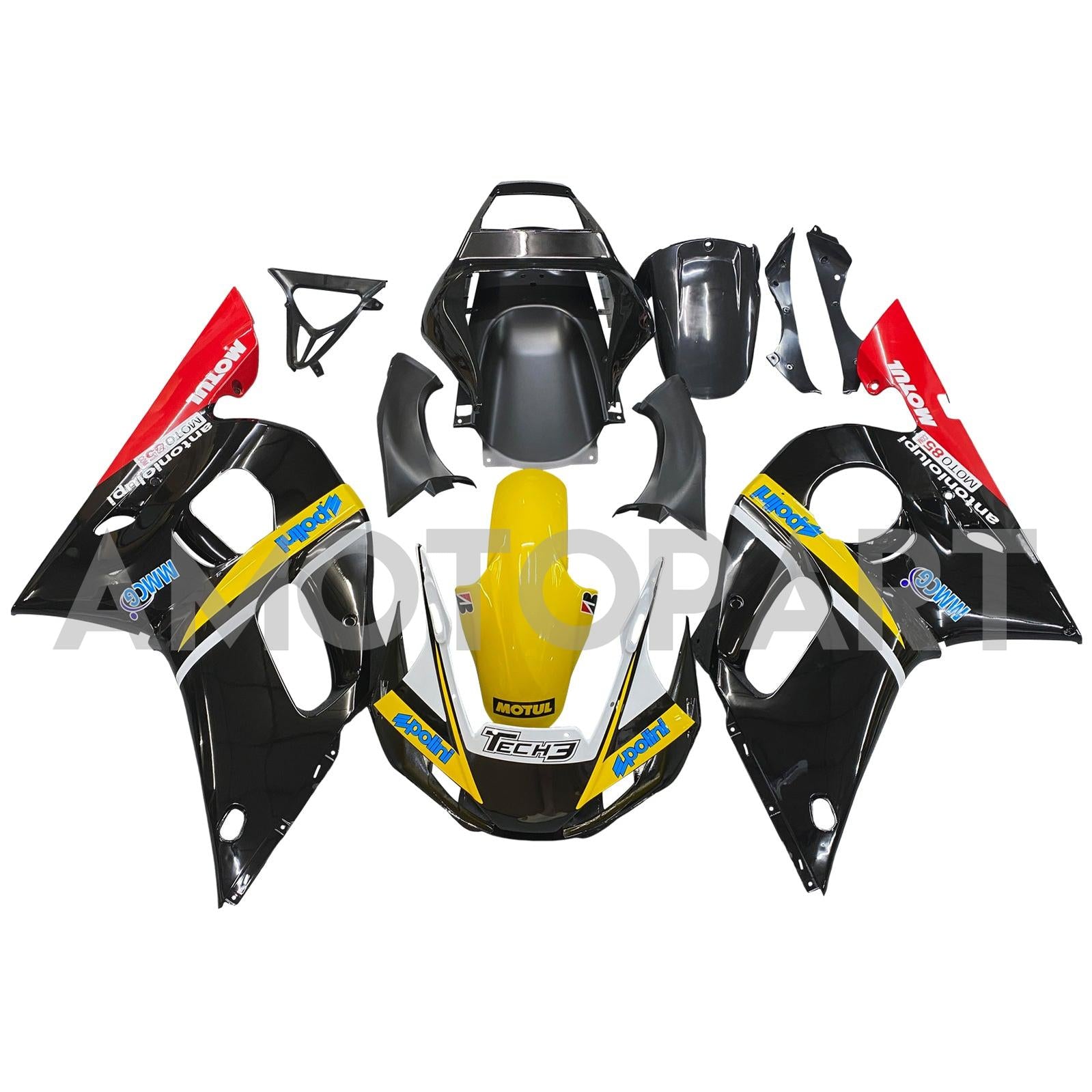 Amotopart Yamaha YZF 600 R6 1998-2002 Black&Yellow Fairing Kit