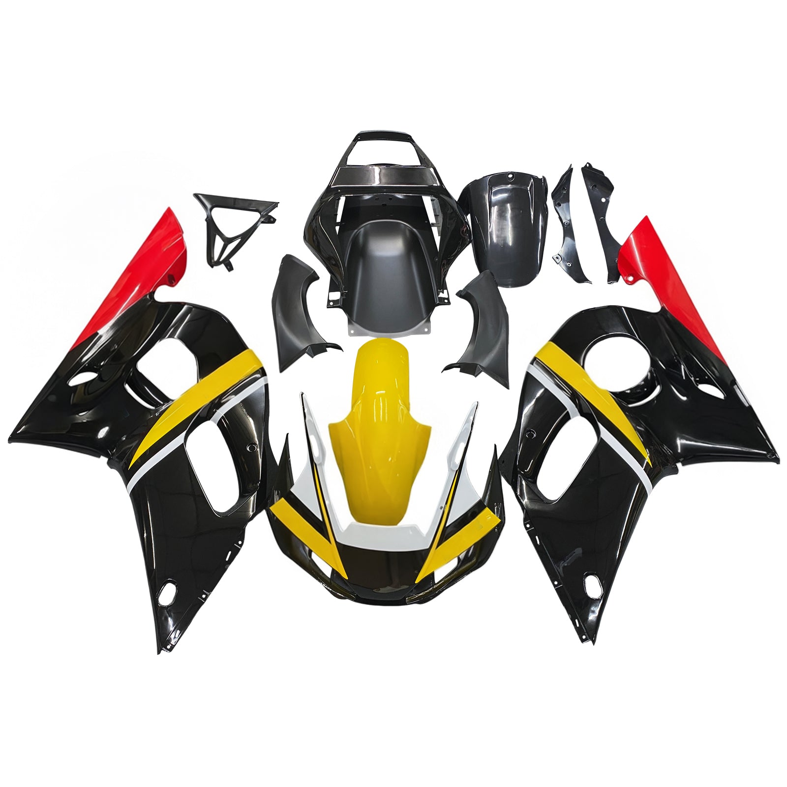 Amotopart Yamaha YZF 600 R6 1998-2002 Black & Yellow Fairing Kit
