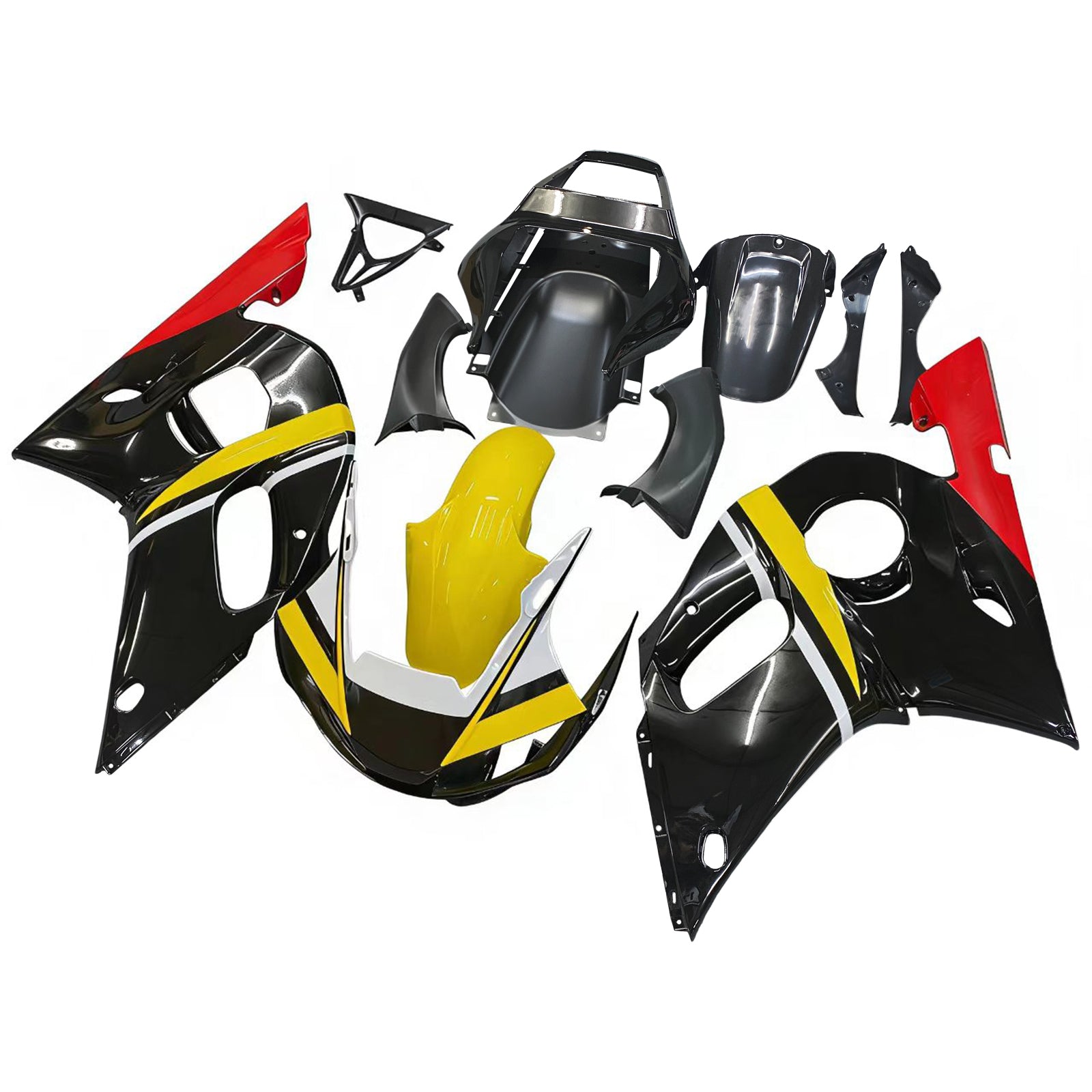 Amotopart Yamaha YZF 600 R6 1998-2002 Black & Yellow Fairing Kit
