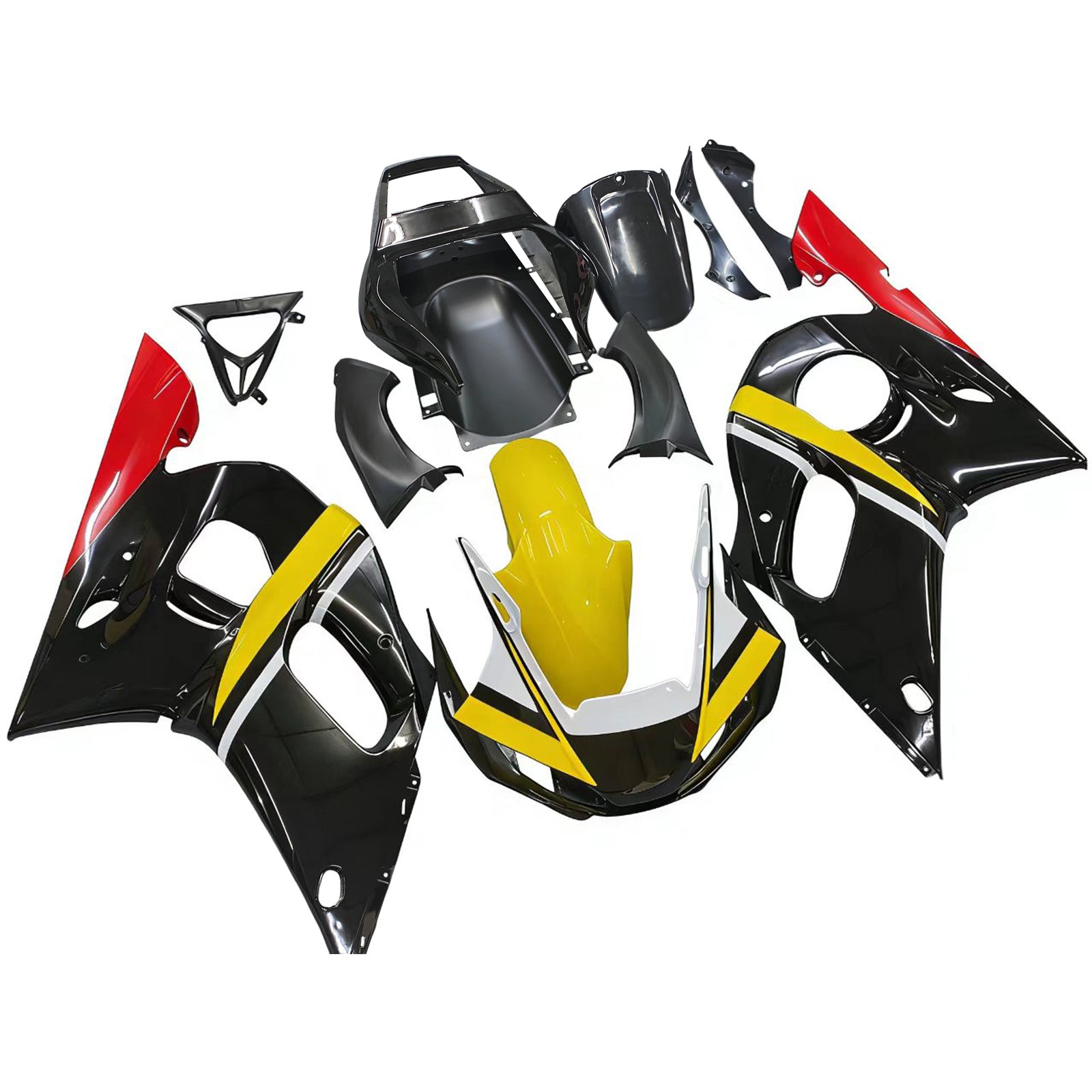 Amotopart Yamaha YZF 600 R6 1998-2002 Black & Yellow Fairing Kit