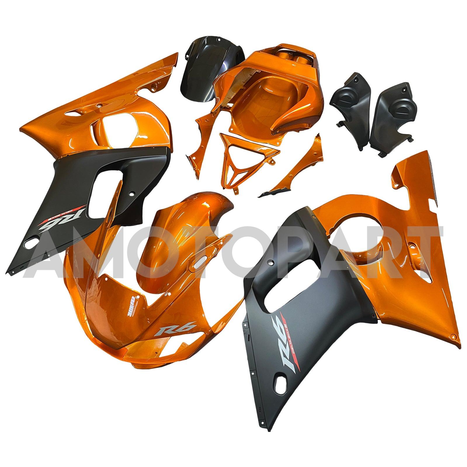 Amotopart Yamaha YZF 600 R6 1998-2002 Dark Orange&Black Fairing Kit