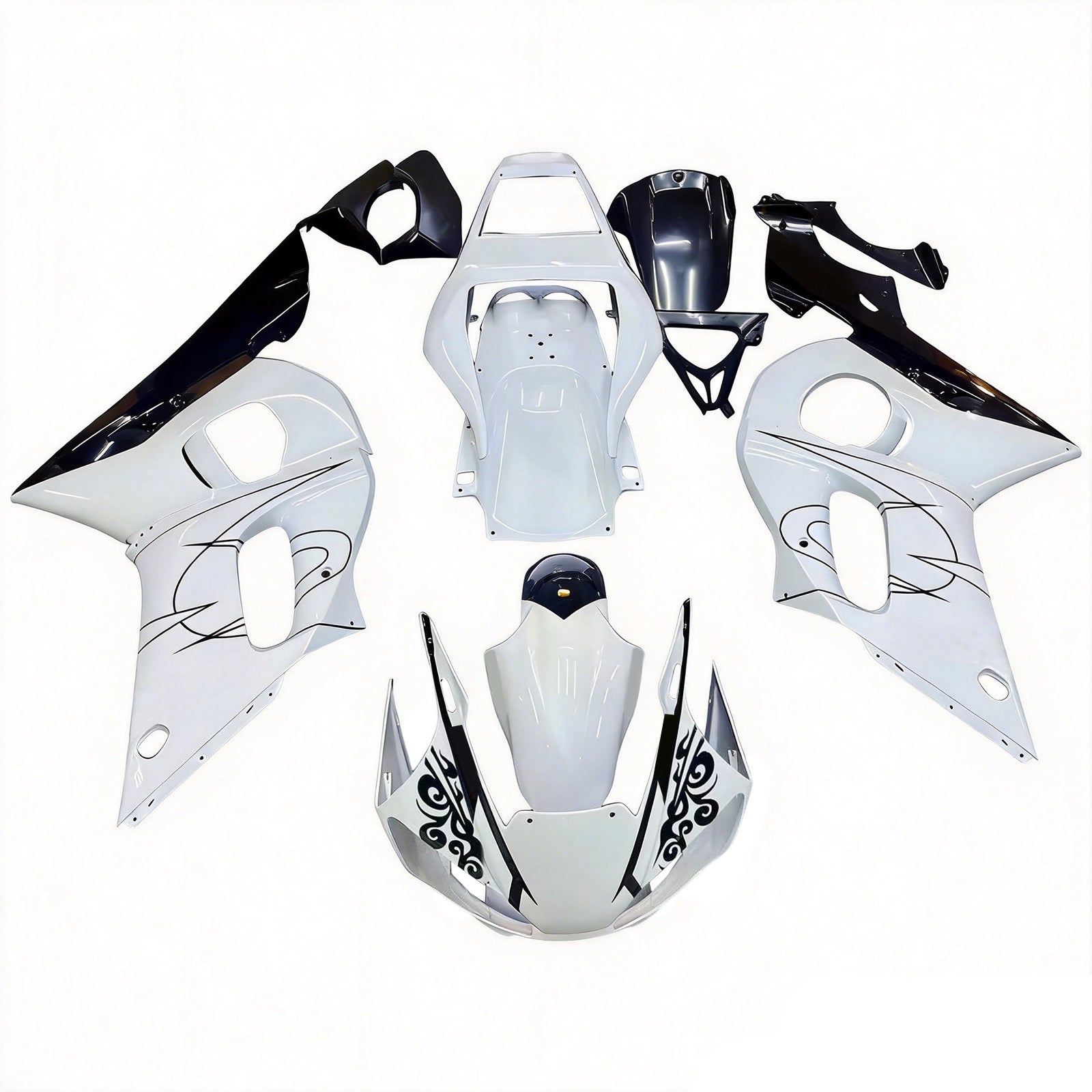 Amotopart Yamaha YZF 600 R6 1998-2002 White Fairing Kit