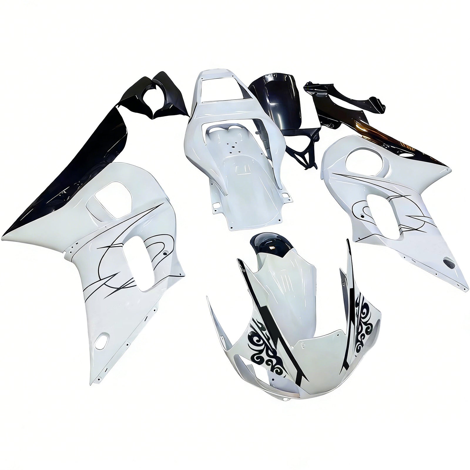 Amotopart Yamaha YZF 600 R6 1998-2002 White Fairing Kit