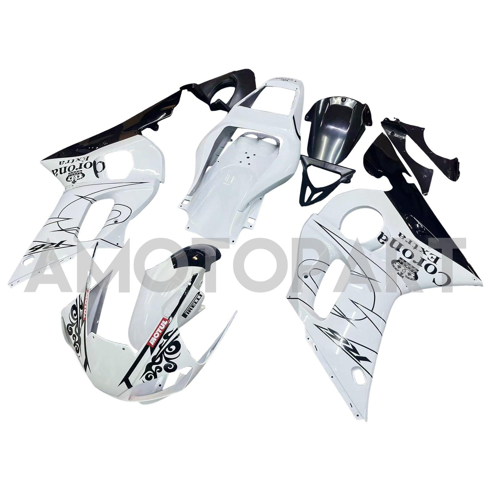 Amotopart Yamaha YZF 600 R6 1998-2002 White Fairing Kit