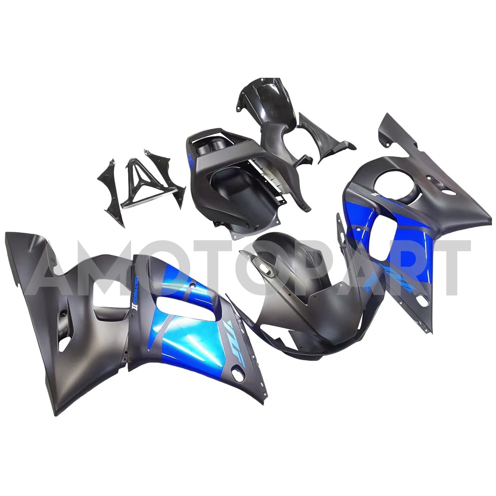 Amotopart Yamaha YZF 600 R6 1998-2002 Blue&Black Style2 Fairing Kit
