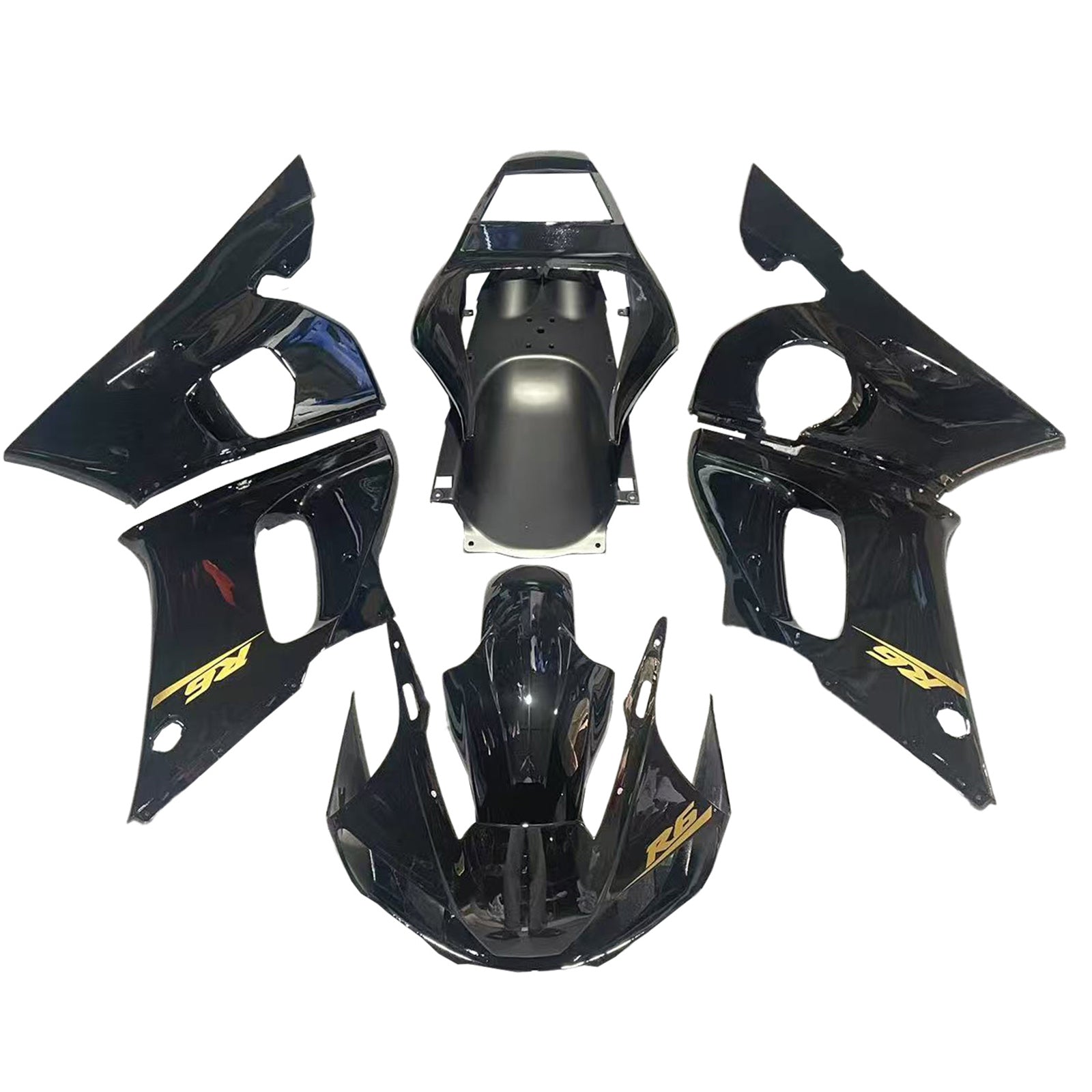 Amotopart Yamaha YZF 600 R6 1998-2002 Black Fairing Kit