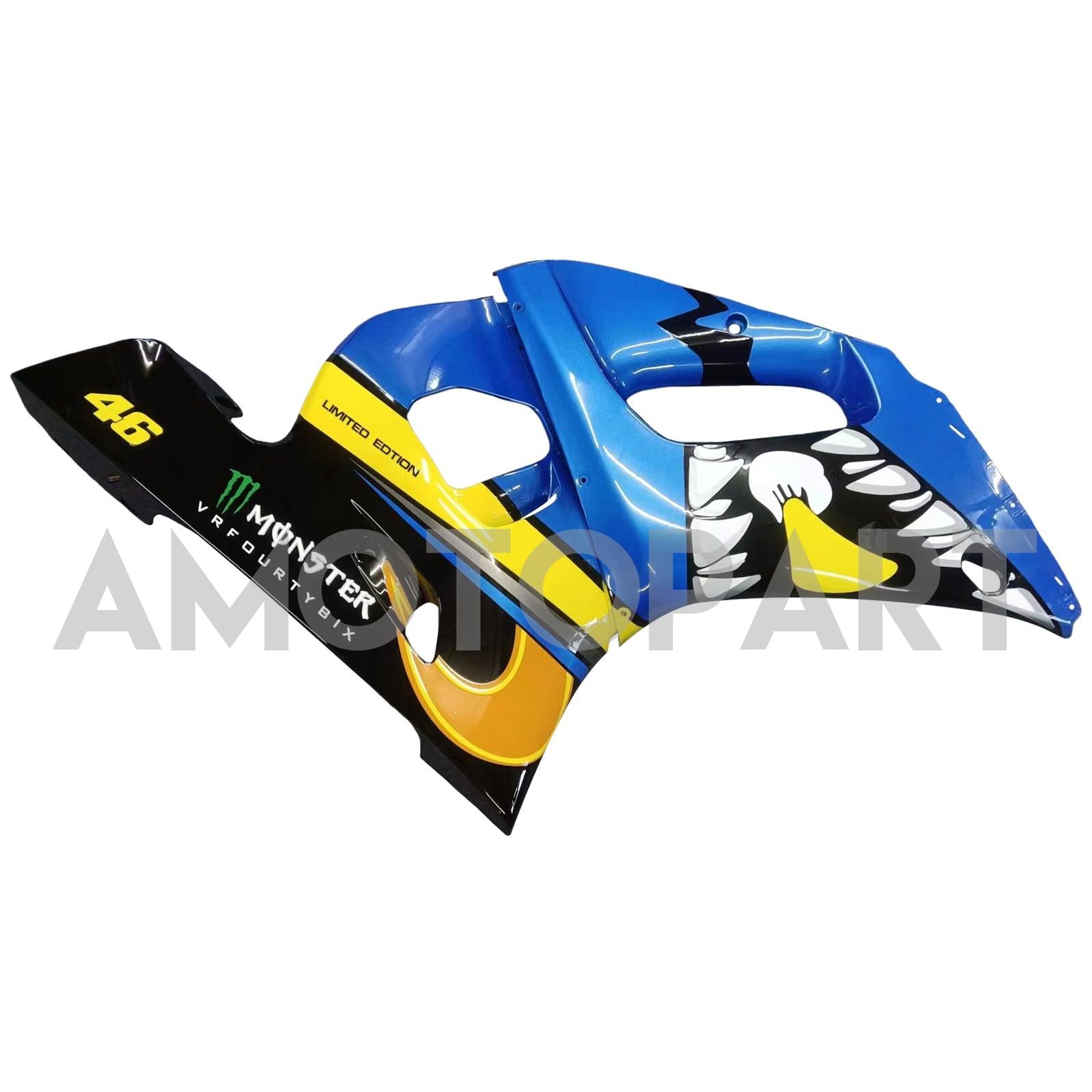Amotopart 1998-2002 Yamaha YZF 600 R6 Blau&Gelbes Monster-Verkleidungskit