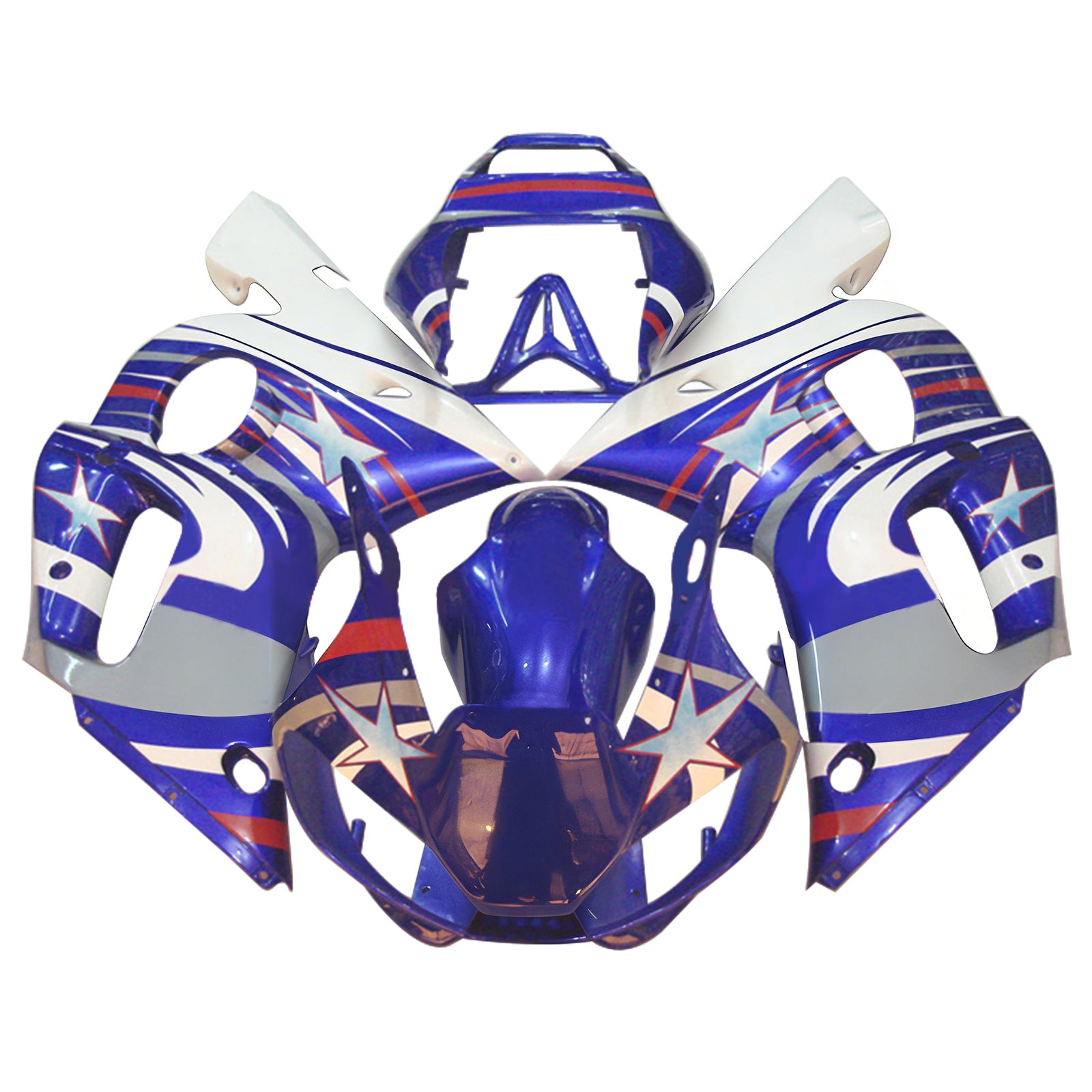 Amotopart 1998-2002 Kit carena Yamaha YZF 600 R6 Blue&White Style2