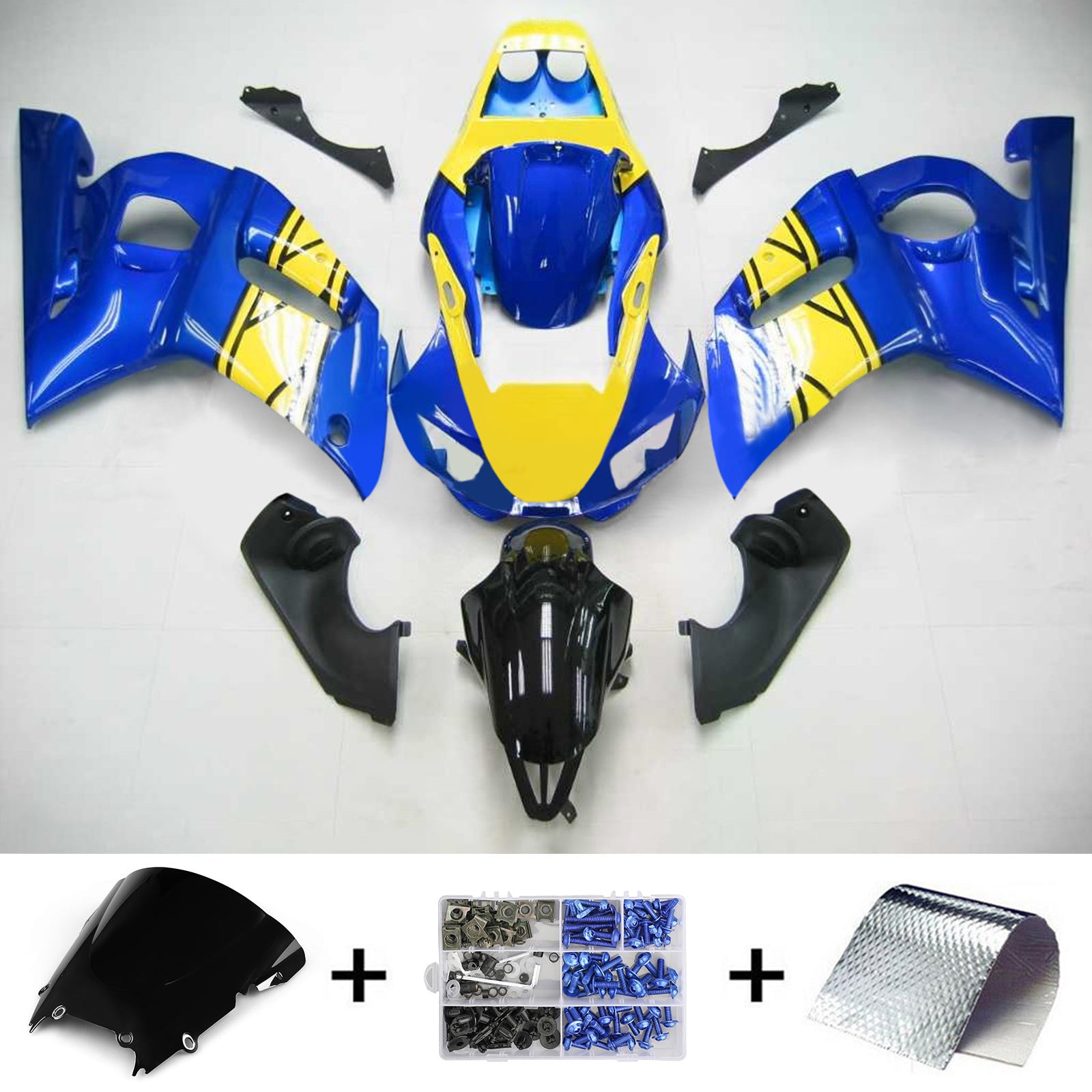 Amotopart Yamaha 1998-2002 YZF 600 R6 Blue Yellow Fairing Kit