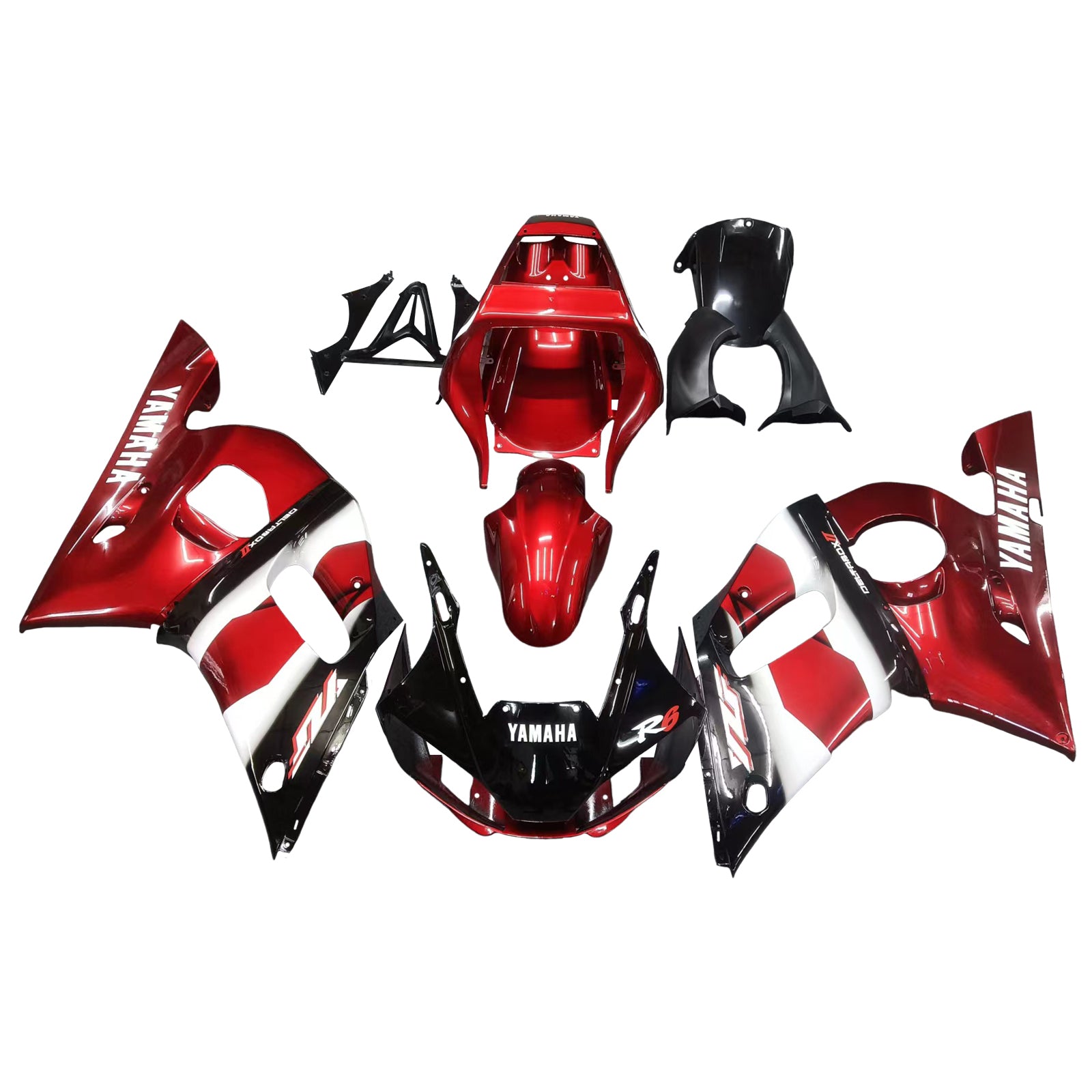 Amotopart Yamaha 1998-2002 YZF 600 R6 rojo con kit de carenado blanco negro