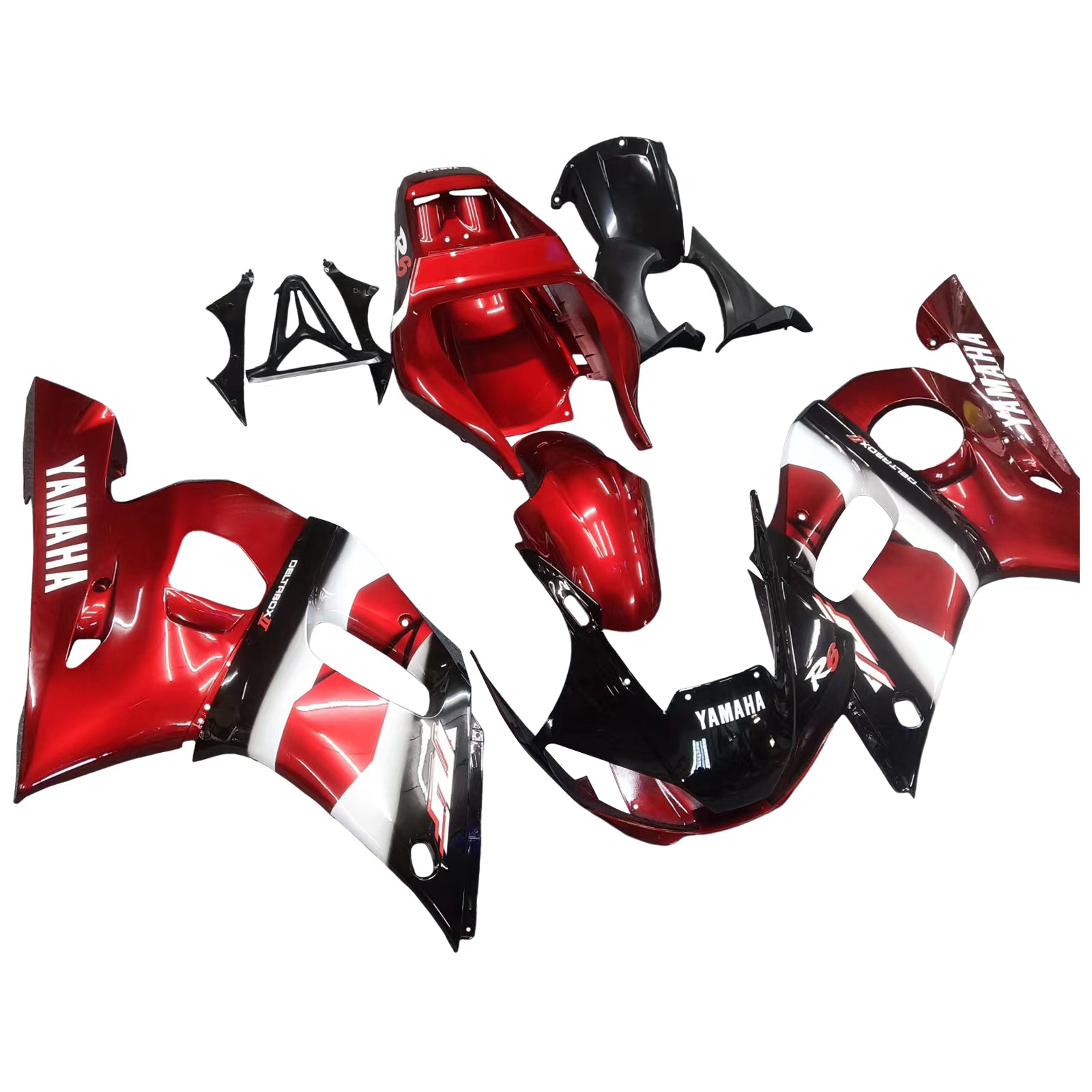 Amotopart Yamaha 1998–2002 YZF 600 R6 Rot mit schwarz-weißem Verkleidungsset