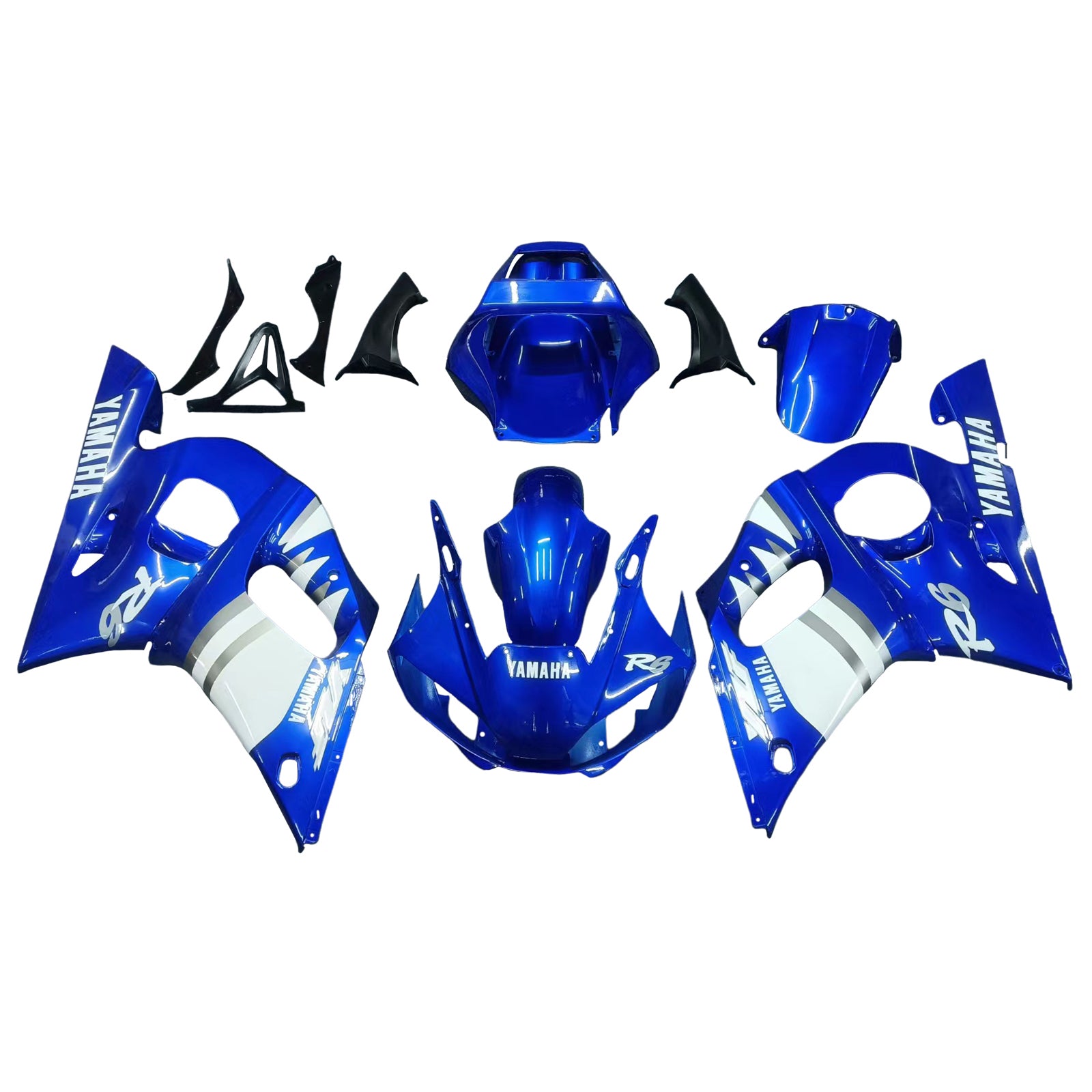 Amotopart Yamaha 1998-2002 YZF 600 R6 Kit de carenado azul mezclado blanco