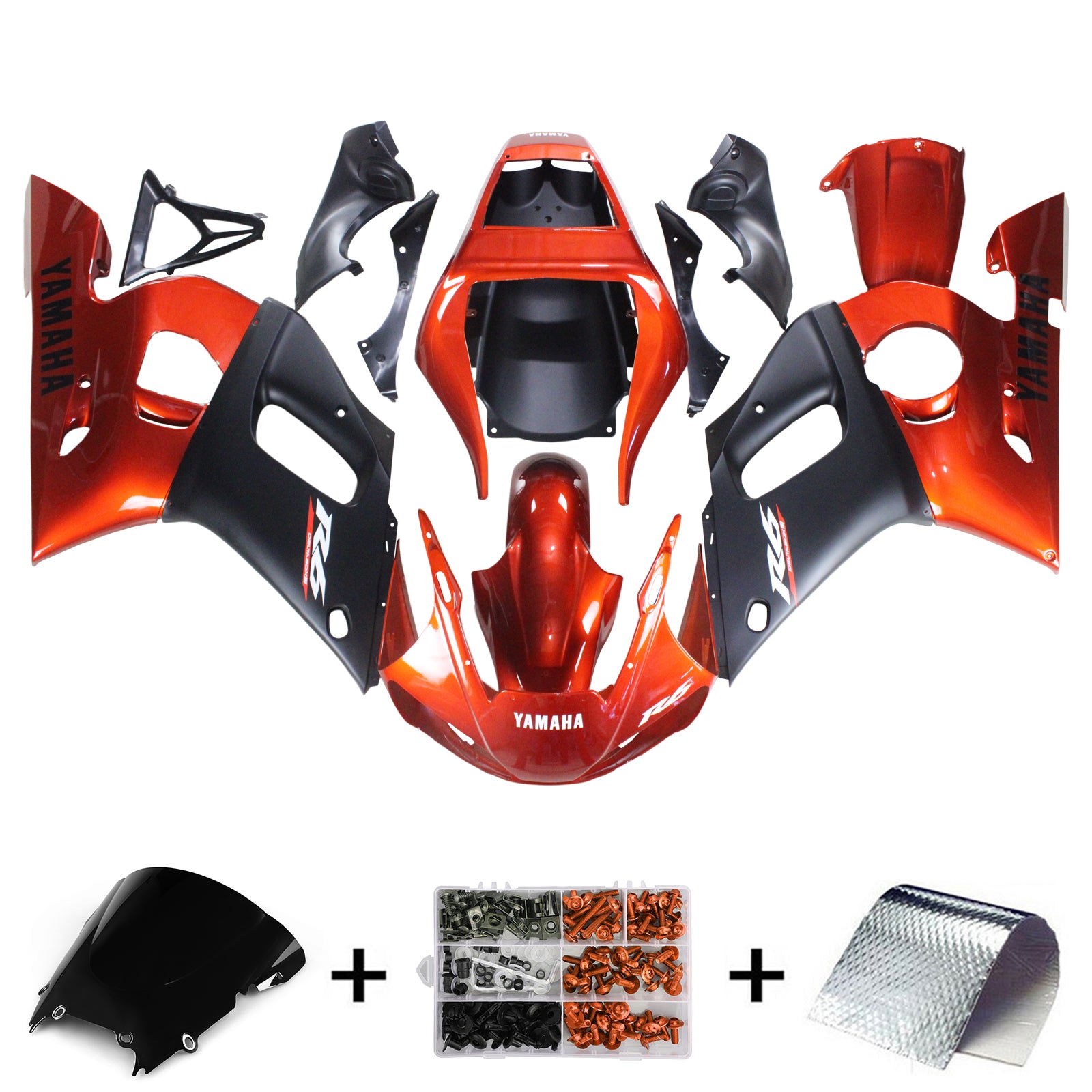 Amotopart Yamaha 1998-2002 YZF 600 R6 Orange Black Fairing Kit