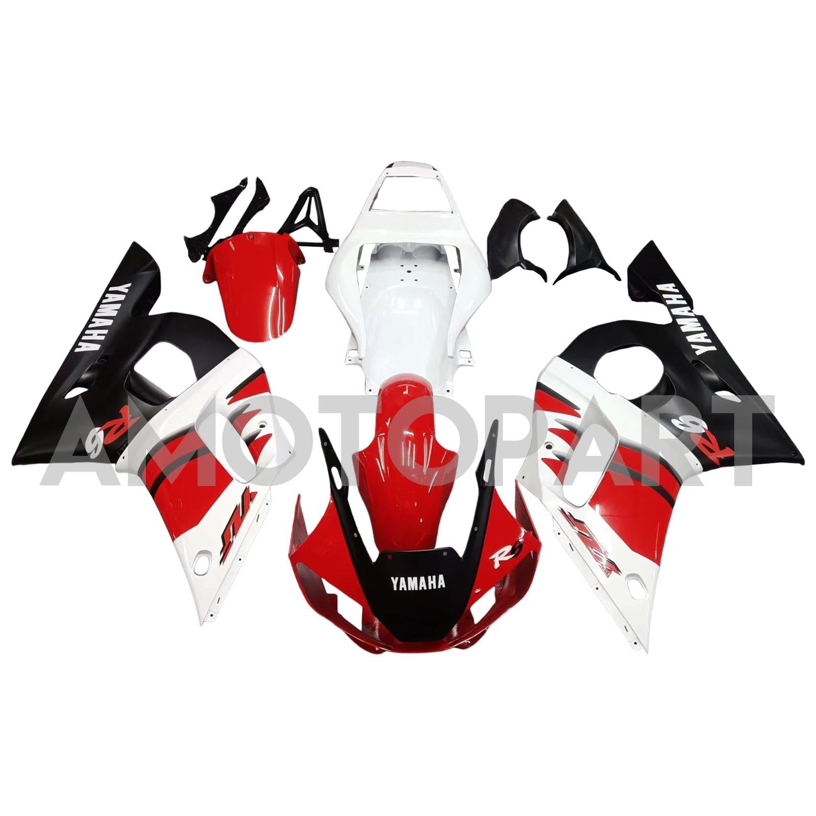 Amotopart Yamaha 1998-2002 YZF 600 R6 Red Black White Faxing Kit
