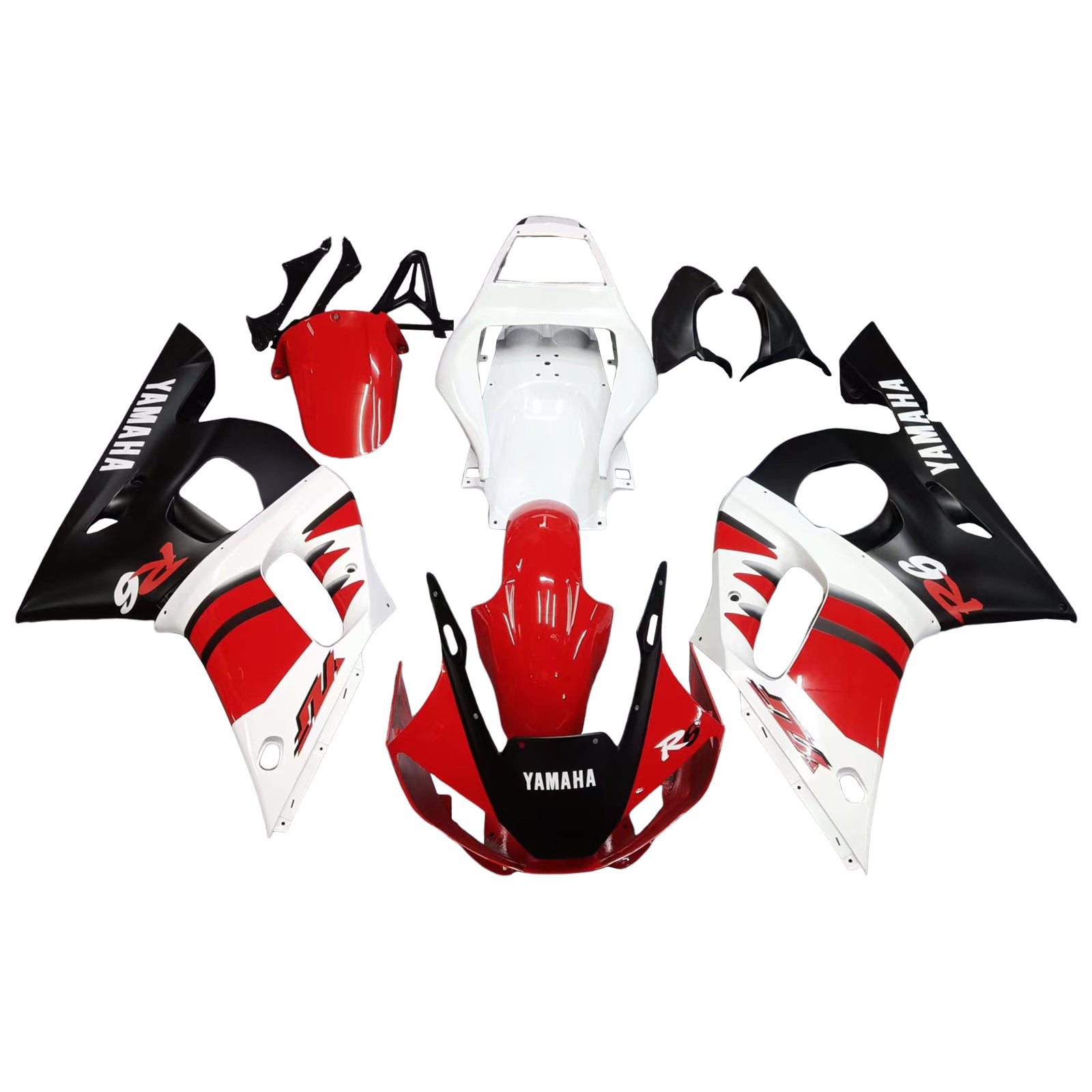 Amotopart Yamaha 1998-2002 YZF 600 R6 Kit de carenado rojo negro blanco