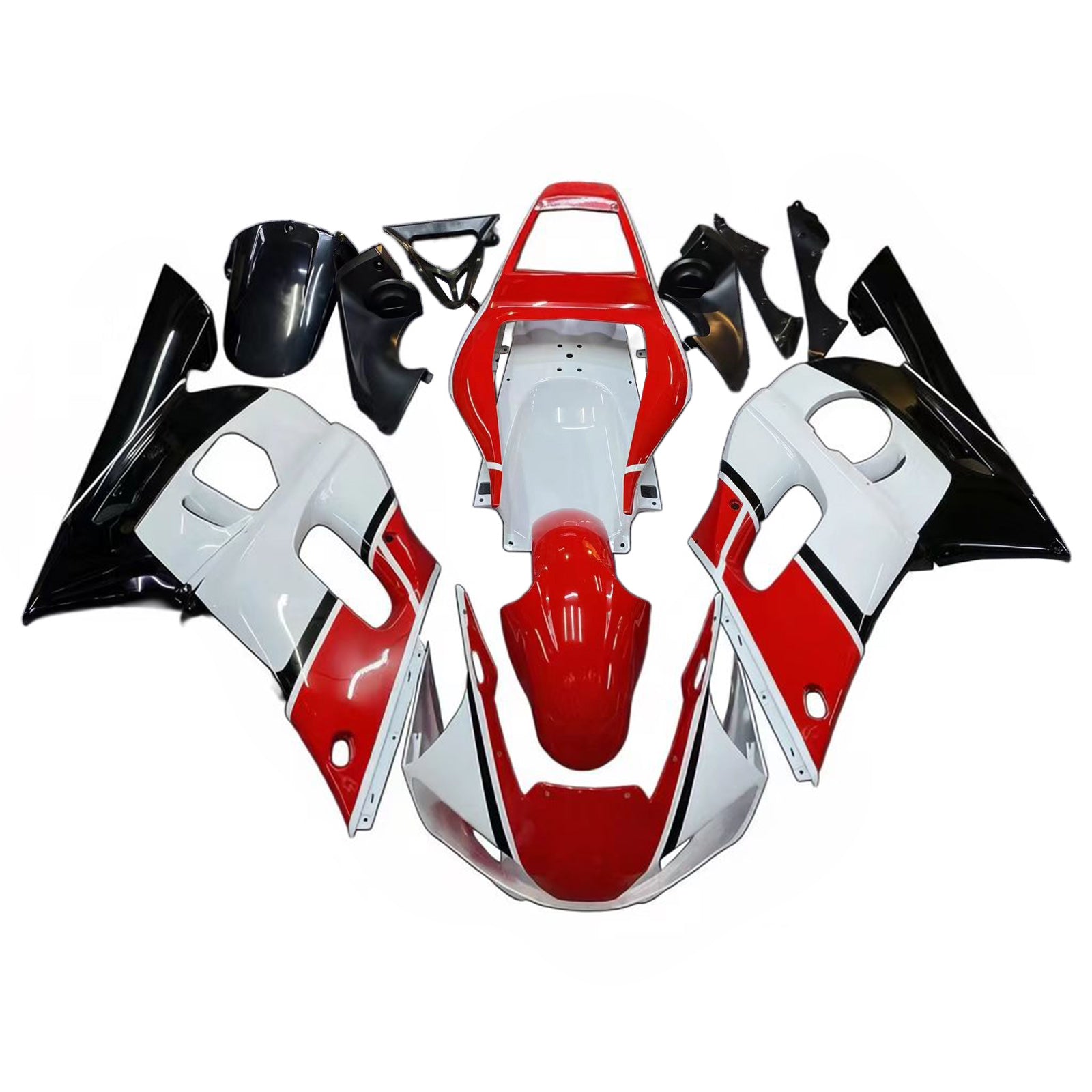 Amotopart Yamaha 1998-2002 YZF 600 R6 White Black Red Fairing Kit