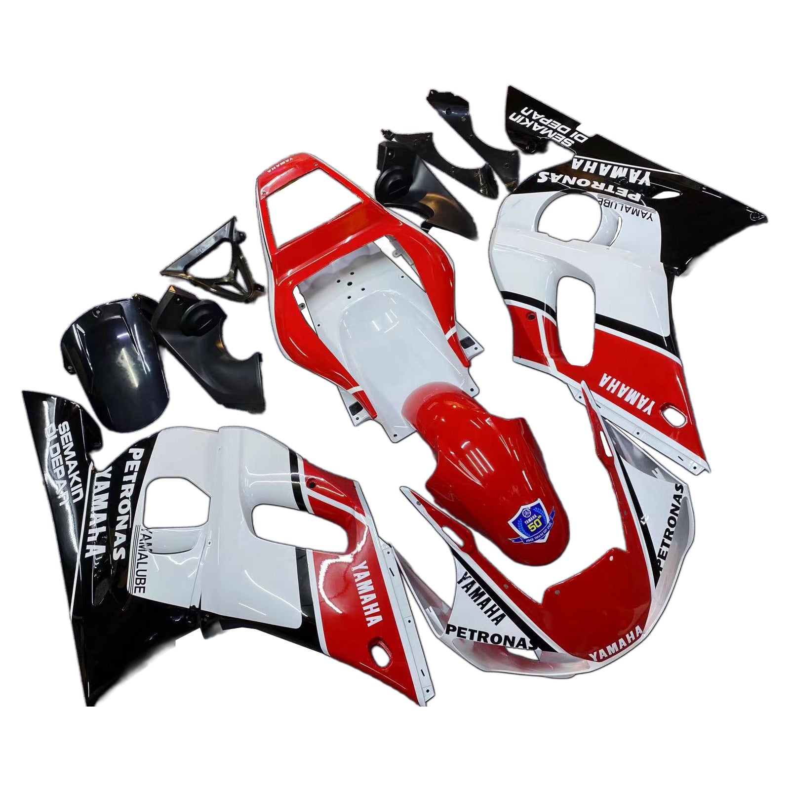 Amotopart Yamaha 1998–2002 YZF 600 R6 Weiß Schwarz Rot Verkleidungsset