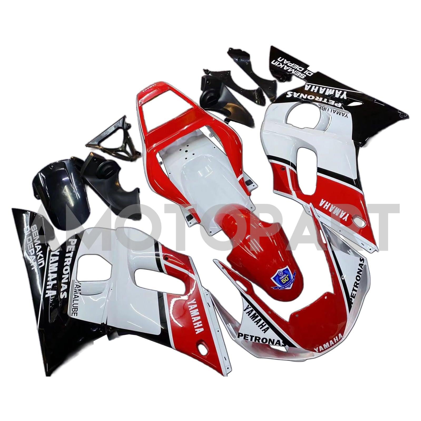 Amotopart Yamaha 1998-2002 YZF 600 R6 White Black Red Fairing Kit