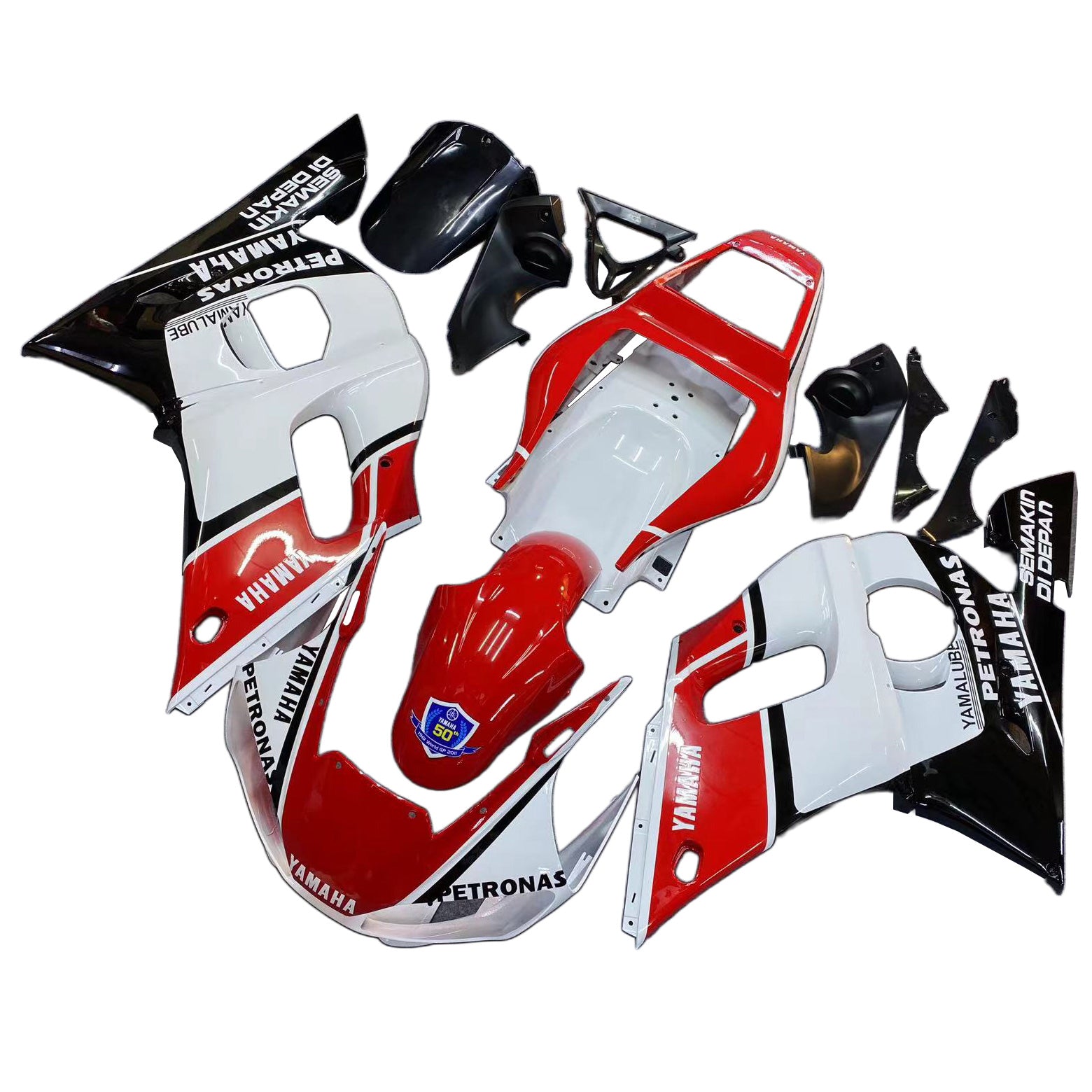 Amotopart Yamaha 1998–2002 YZF 600 R6 Weiß Schwarz Rot Verkleidungsset