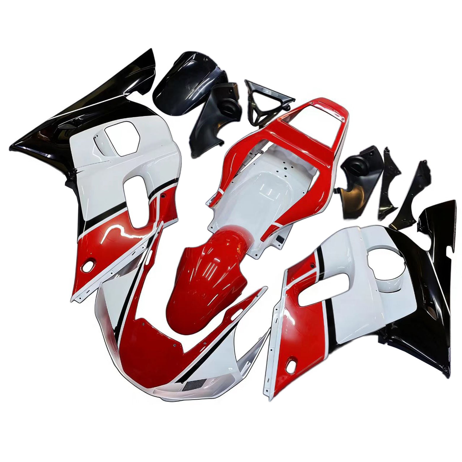 Amotopart Yamaha 1998-2002 YZF 600 R6 White Black Red Fairing Kit
