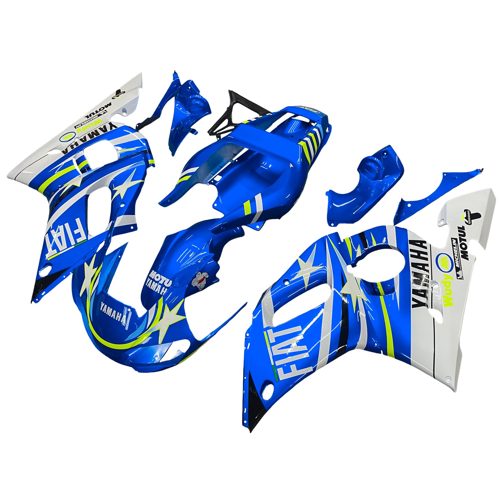 Amotopart Yamaha 1998-2002 YZF 600 R6 Blue With White Star Fairing Kit