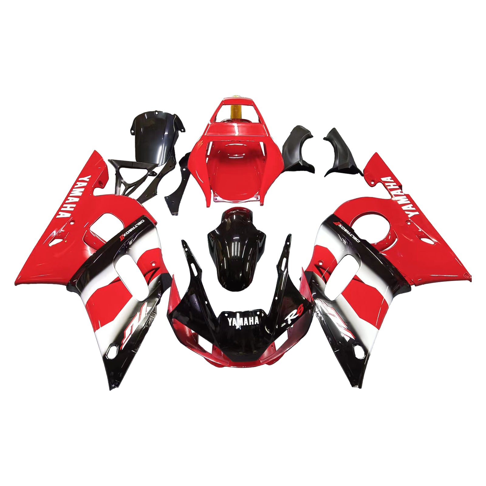 Amotopart Yamaha 1998-2002 YZF 600 R6 Red Black Fairing Kit