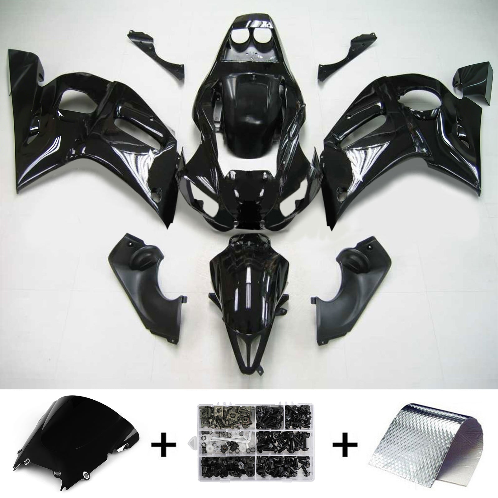 Amotopart Yamaha 1998-2002 YZF 600 R6 Black Fairing Kit