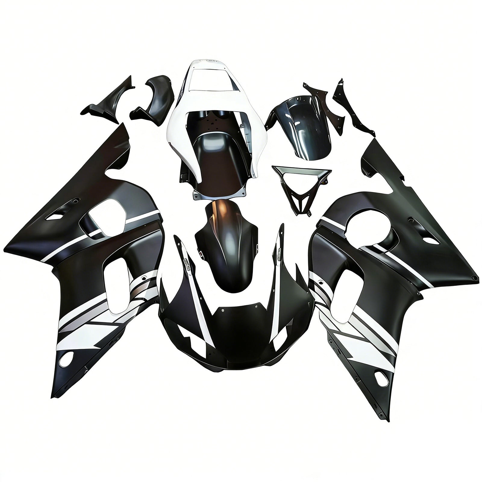 Amotopart Yamaha 1998-2002 YZF 600 R6 Matte Black White Fairing Kit