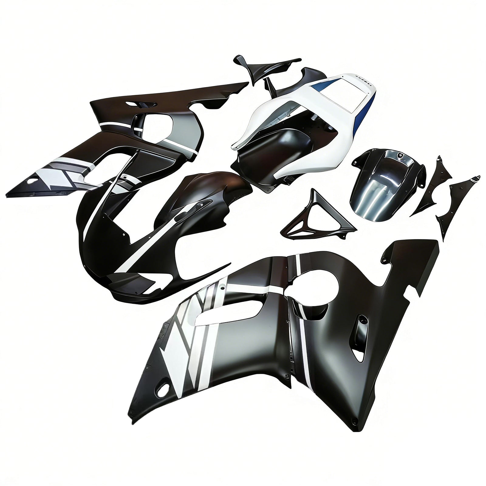 Amotopart Yamaha 1998-2002 YZF 600 R6 Matte Black White Fairing Kit