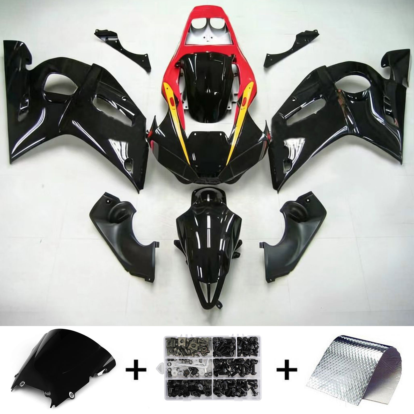 Amotopart Yamaha 1998-2002 YZF 600 R6 Black Red Fairing Kit