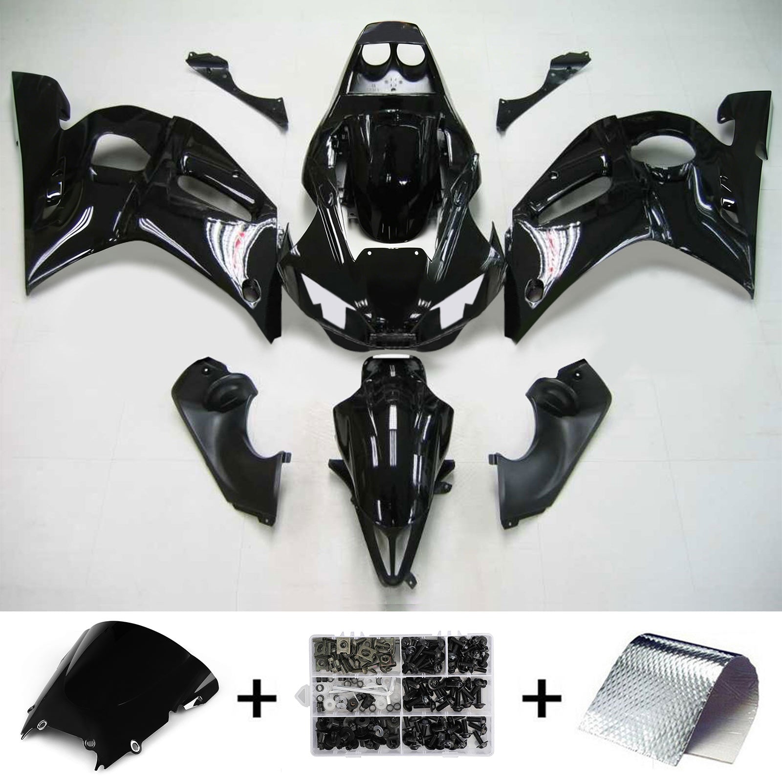Amotopart Yamaha 1998-2002 YZF 600 R6 Bright Black Fairing Kit