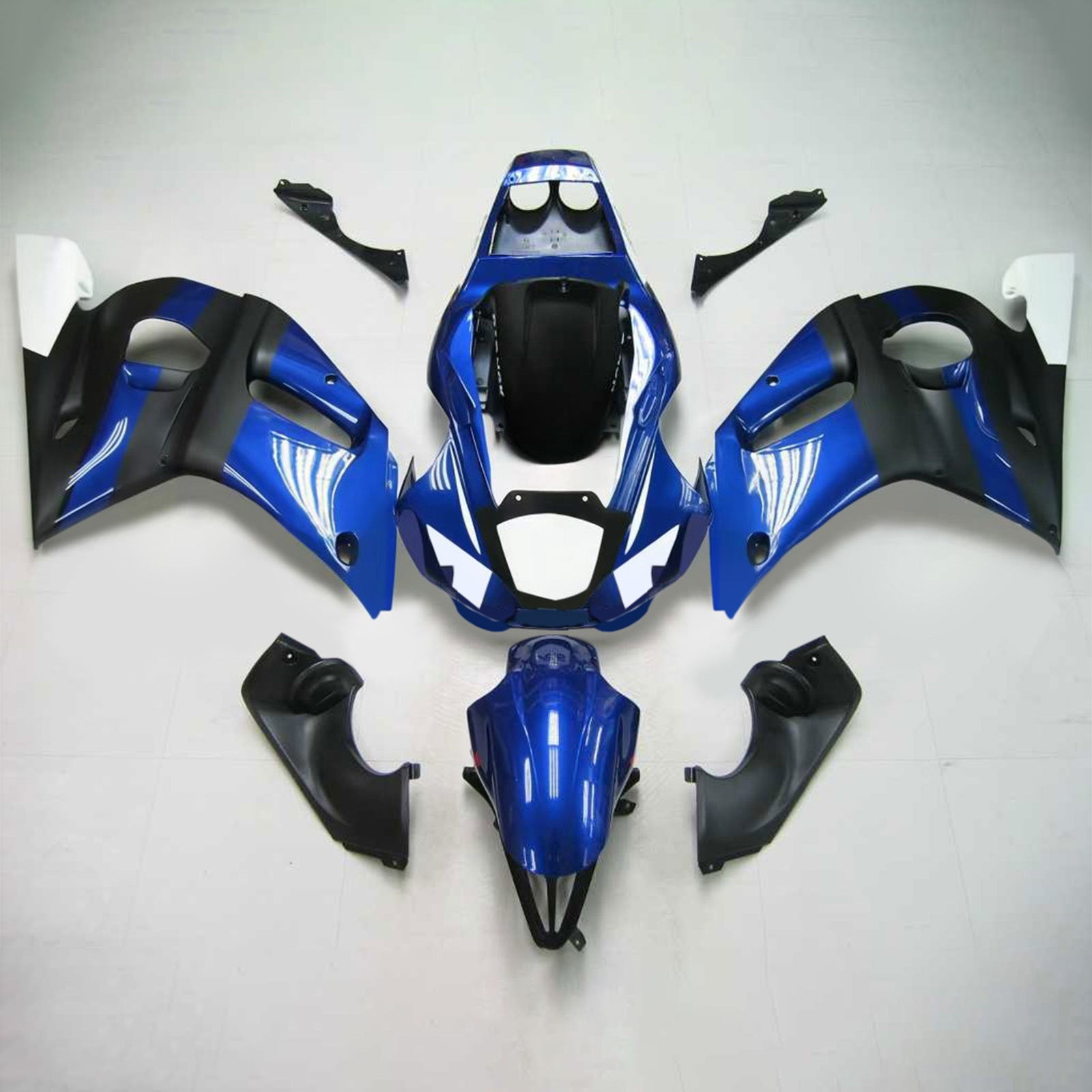 Amotopart Yamaha 1998-2002 YZF 600 R6 Black Mix Blue Fairing Kit