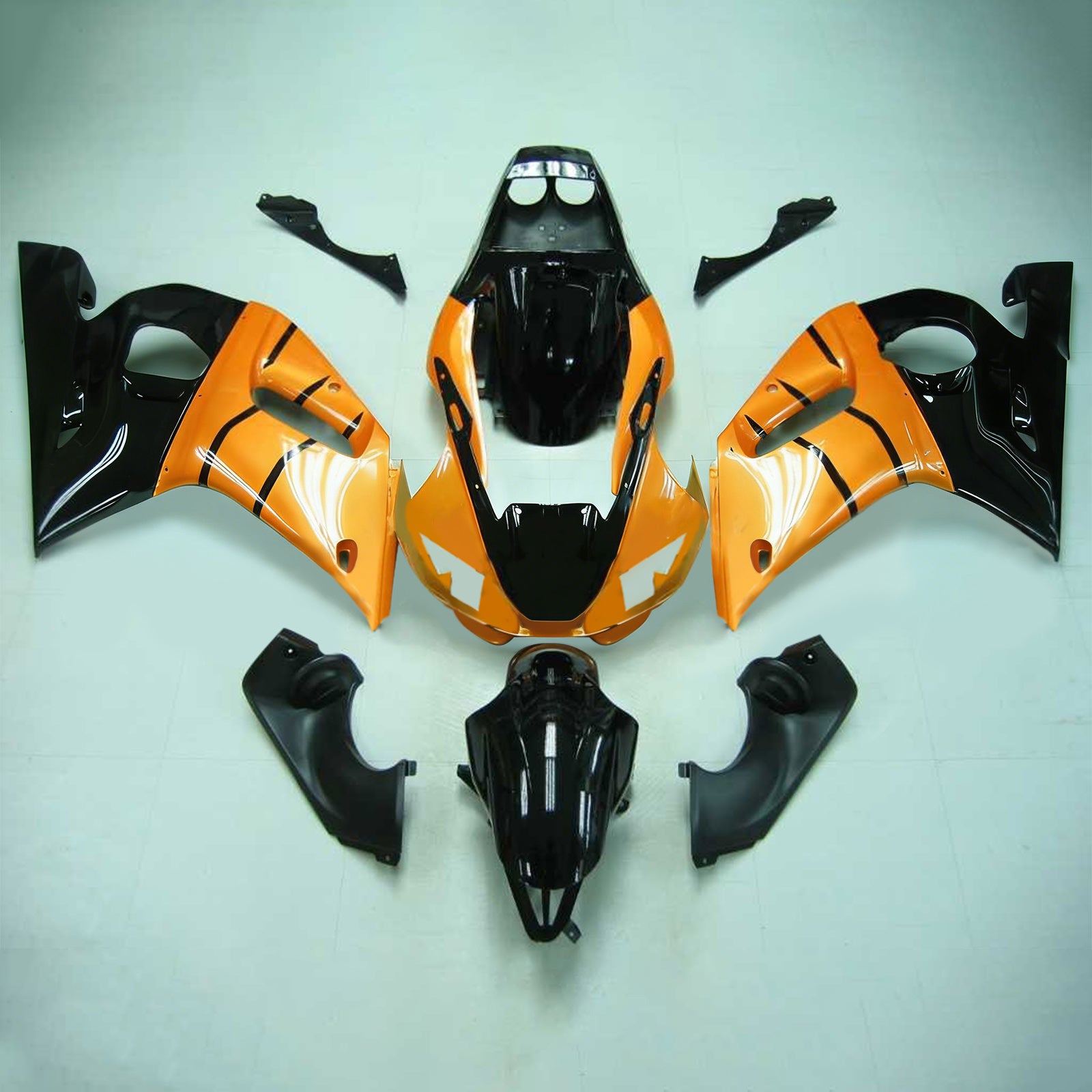 Amotopart Yamaha 1998-2002 YZF 600 R6 zwart oranje kuipset