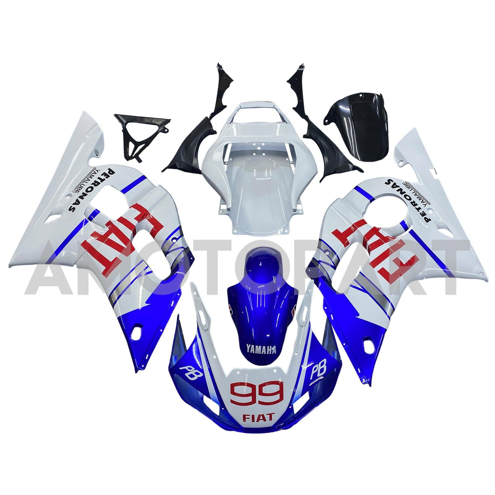 Amotopart Yamaha 1998-2002 YZF 600 R6 Blue Mix White Fairing Kit