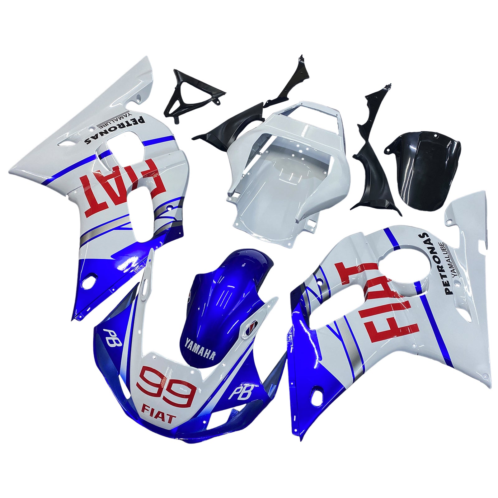 Amotopart Yamaha 1998–2002 YZF 600 R6 Blue Mix White Verkleidungsset