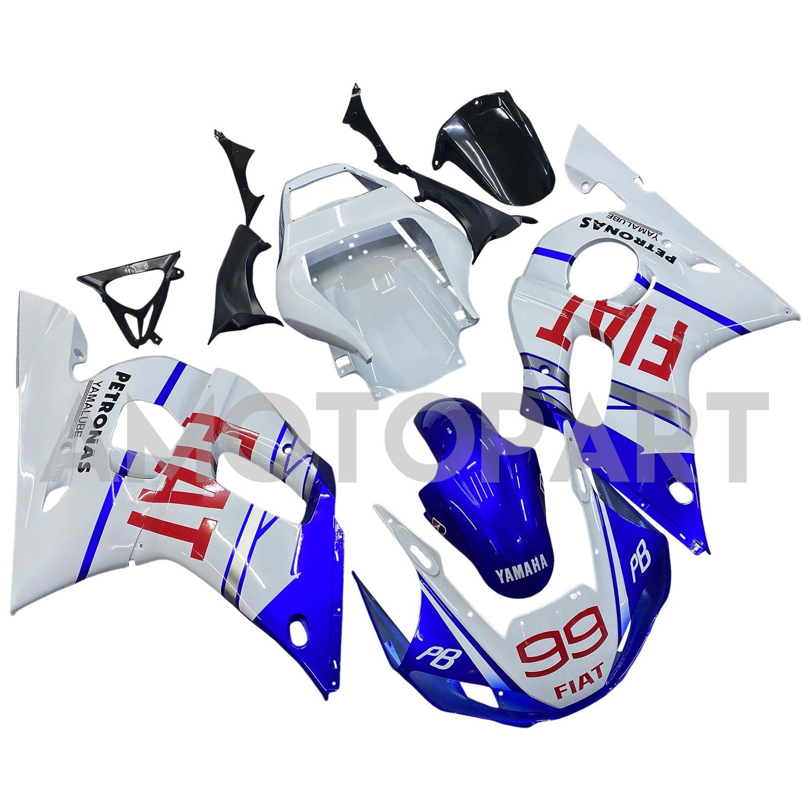Amotopart Yamaha 1998-2002 YZF 600 R6 Blue Mix White Fairing Kit